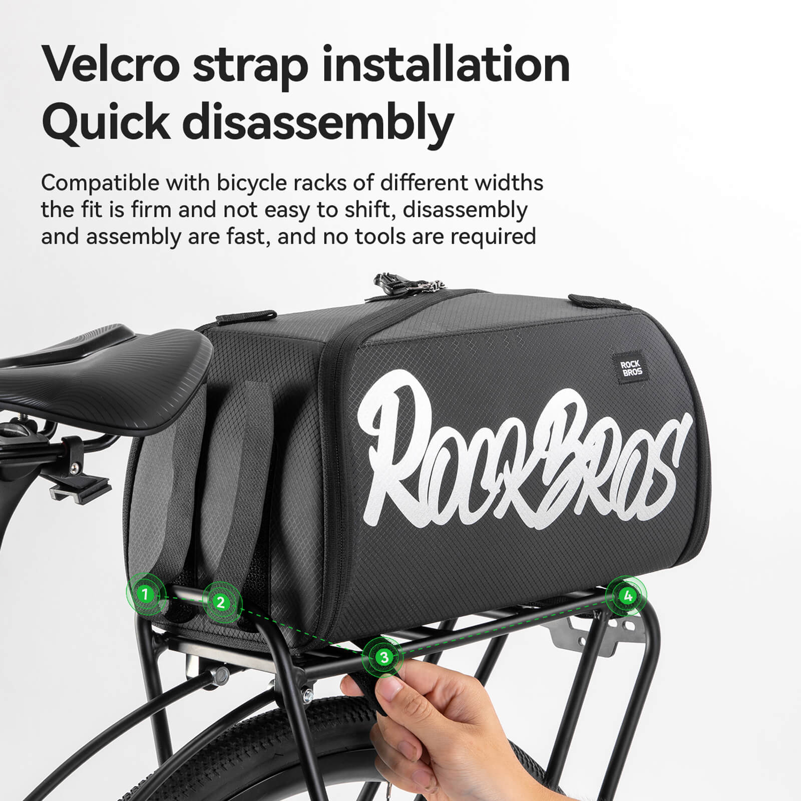 rockbros morph one-piece bike pannier bag for cycling storage.
#option_Standard (11.6L)