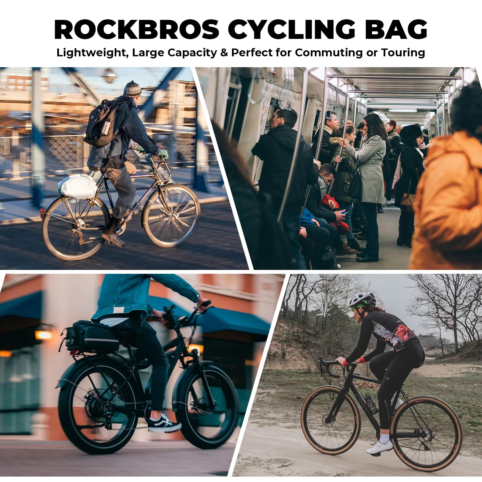 ROCKBROS large capacity bike pannier bag with wraparound zipper for easy access.
#options_With Side Pocket (14.96L)