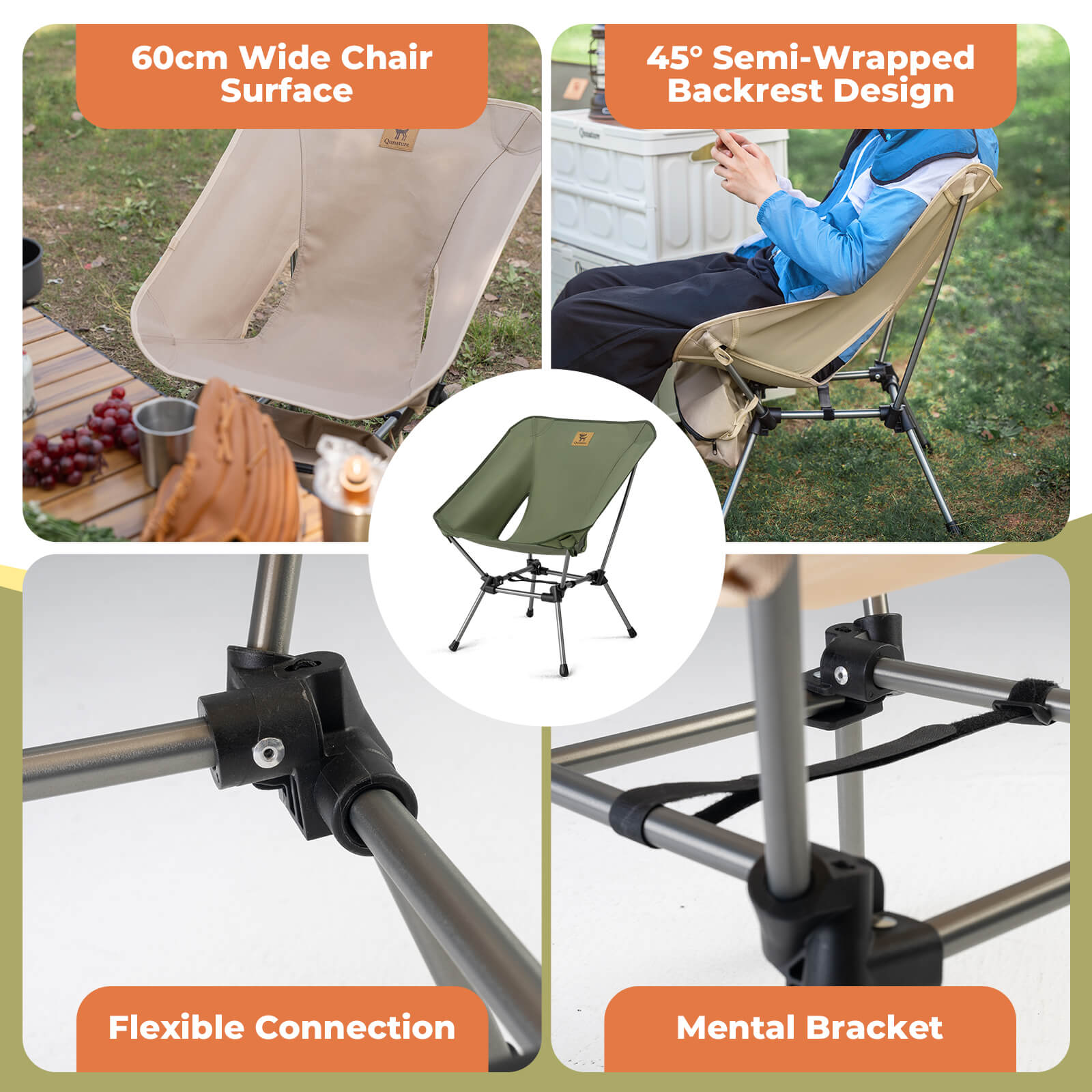 rockbros lightweight and easy carry camping chair.
#color_light khaki