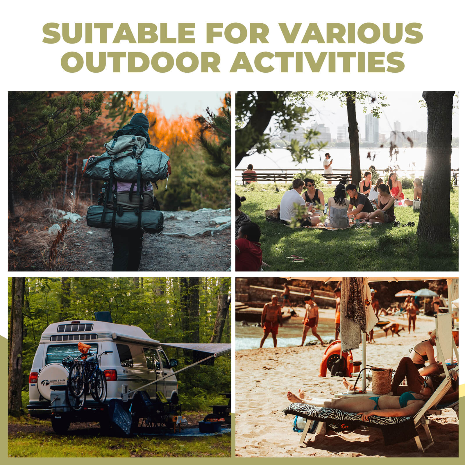 rockbros lightweight and easy carry camping chair.
#color_light khaki