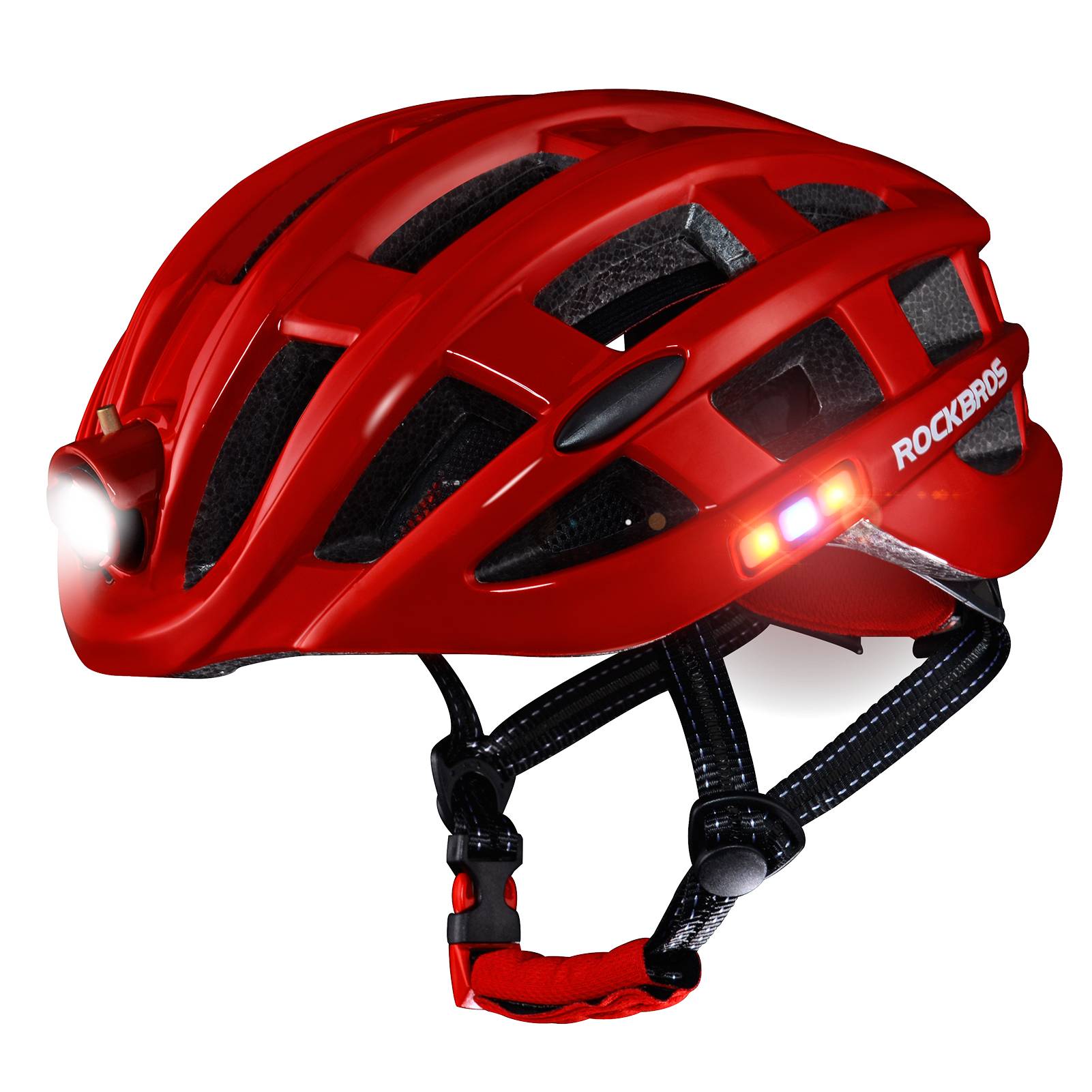 ROCKBROS ultralight bike helmet light for night cycling with EPS safety design.
#color_red