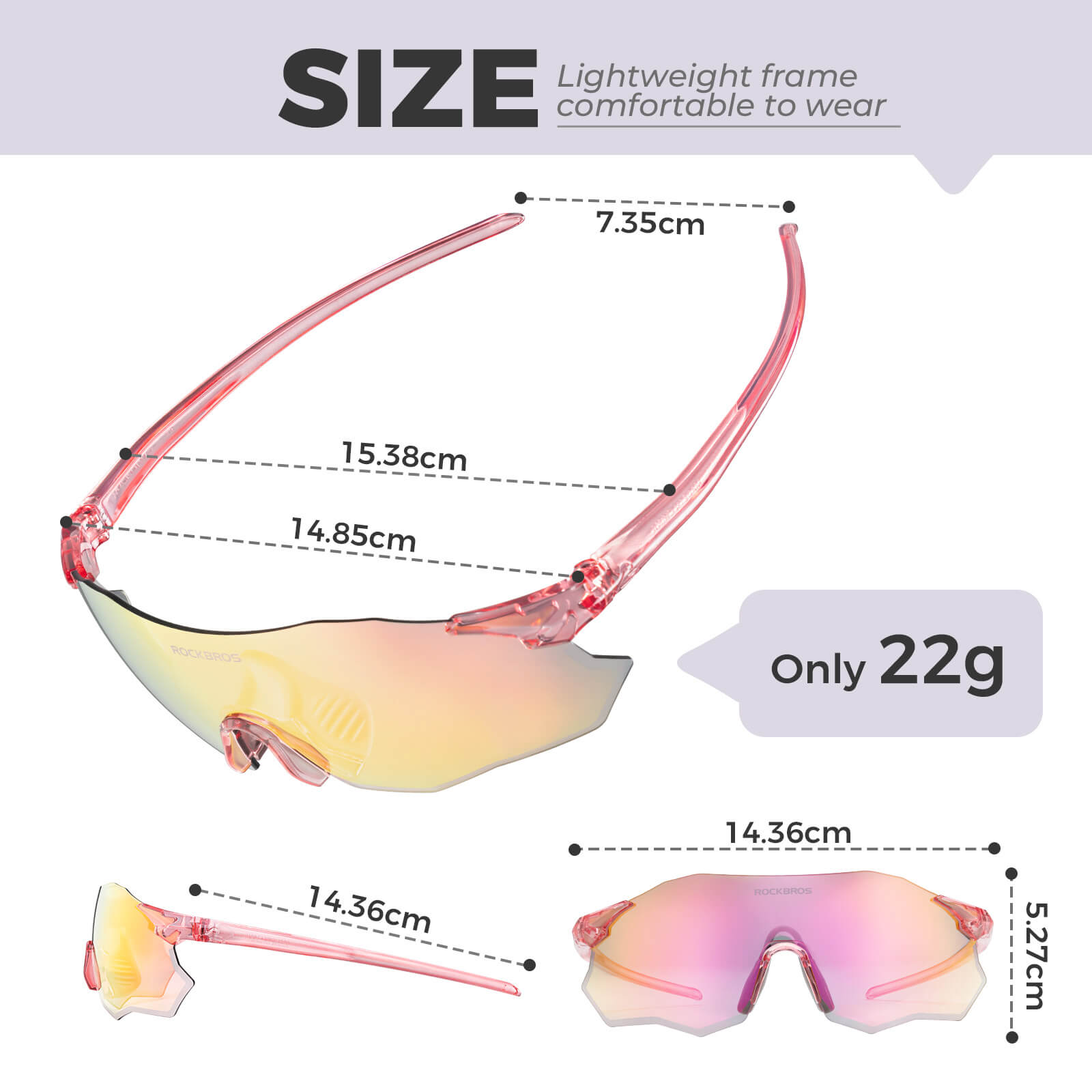rockbros photochromic cycling glasses uv400 protection tr90 lightweight frame for outdoor riding