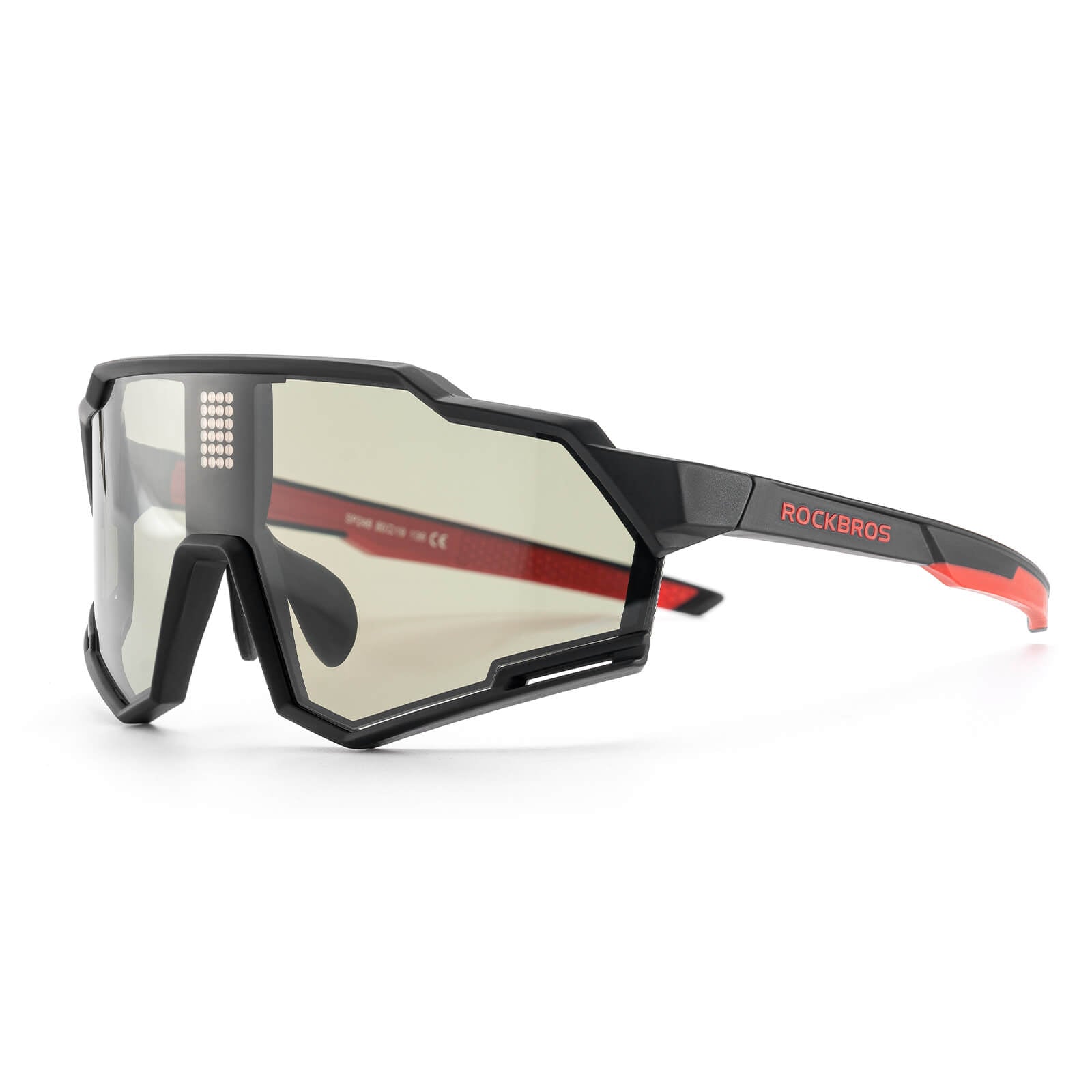 rockbros photochromic cycling sunglasses with clear lens for day and night riding.