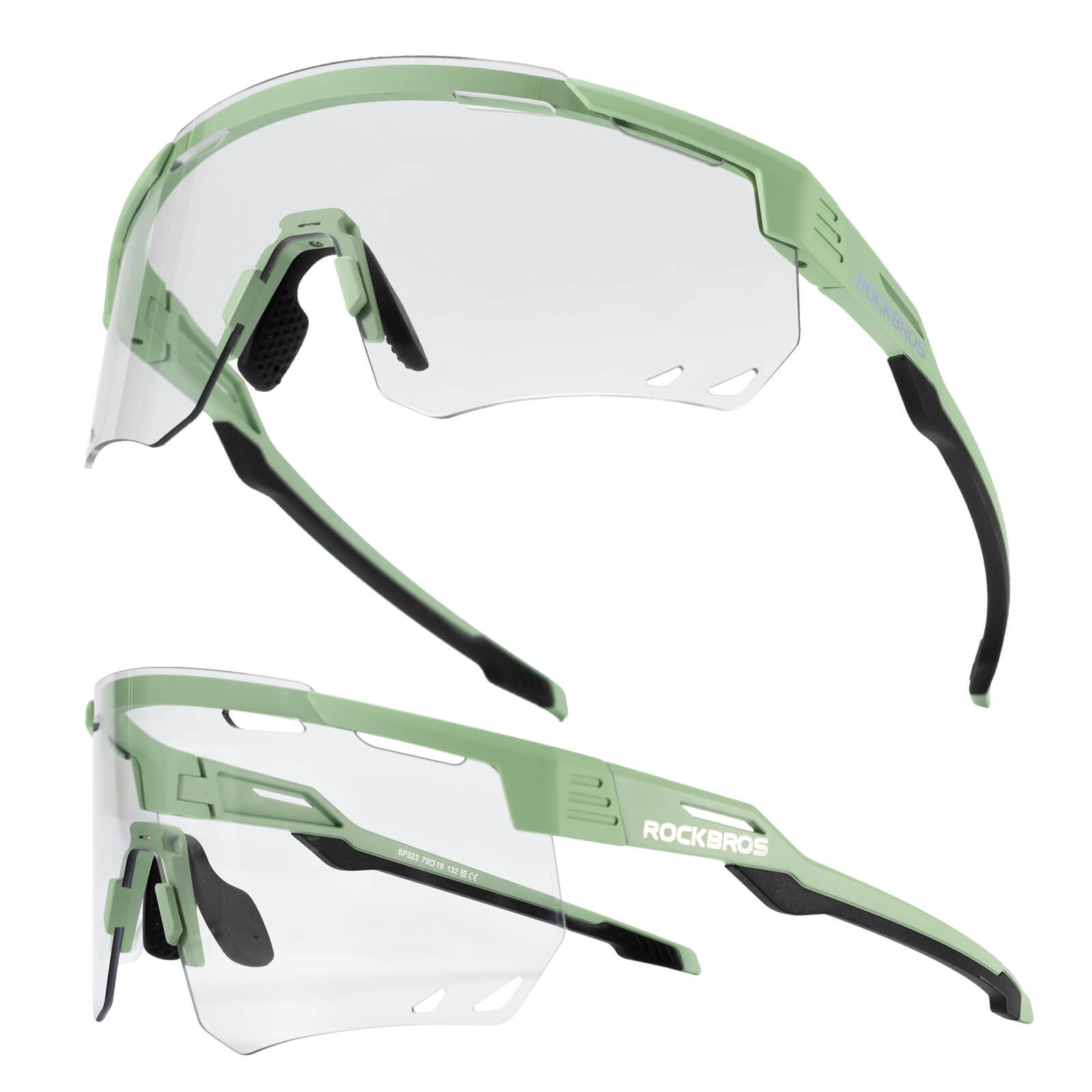 rockbros photochromic uv400 cycling sunglasses for outdoor riding
#color_anti-fog azure green