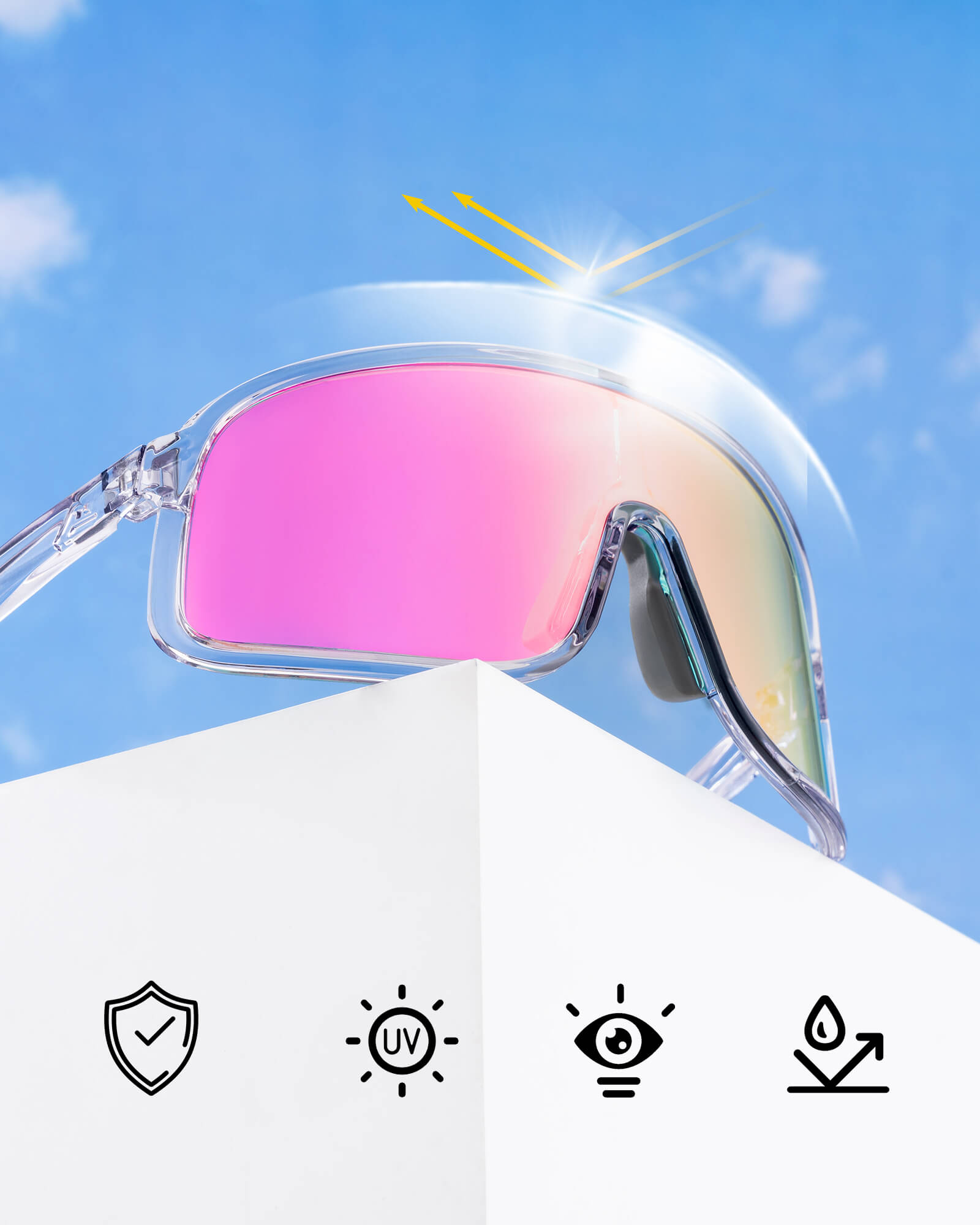 rockbros photochromic cycling sunglasses for outdoor riding
#color_pink