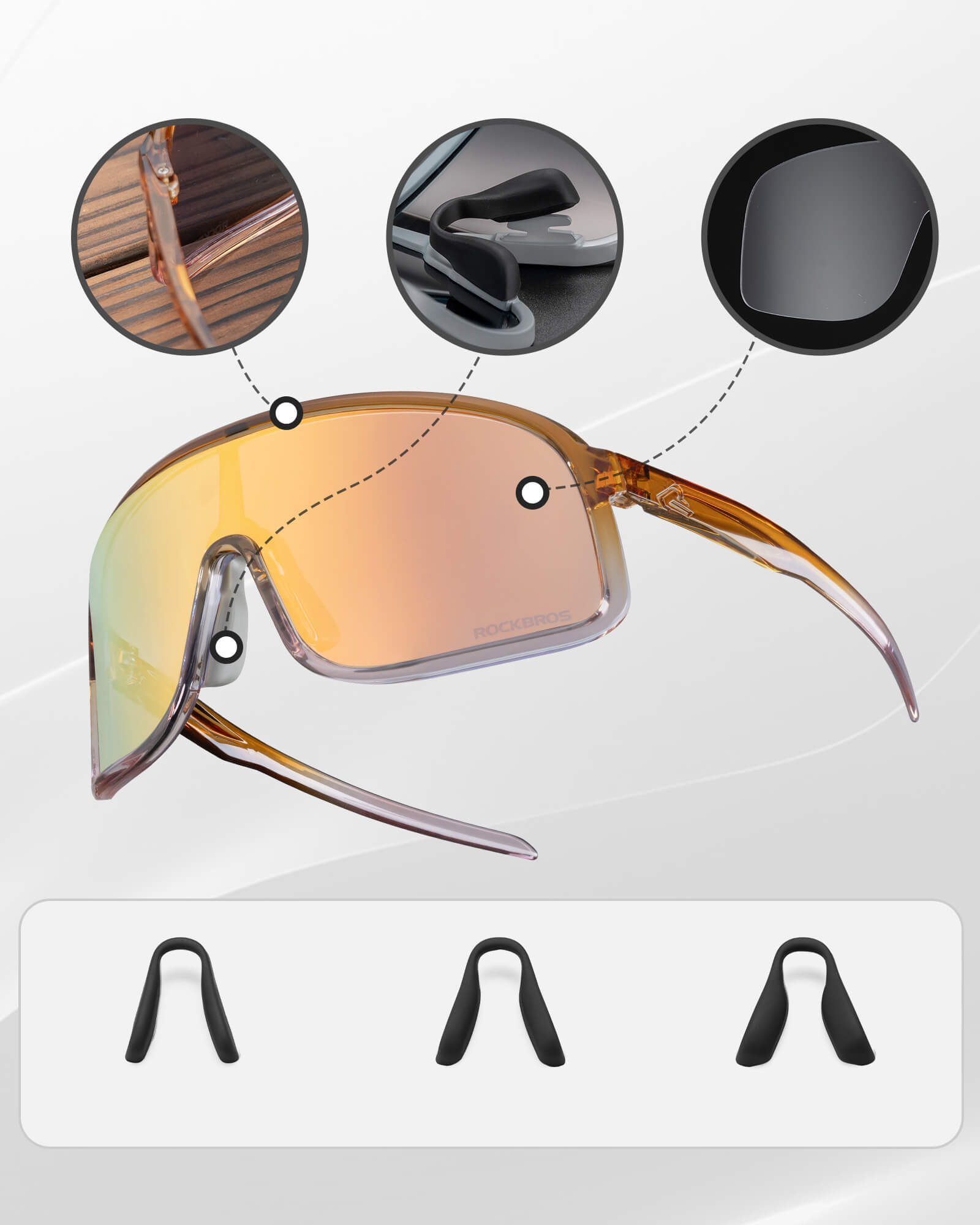 rockbros photochromic cycling sunglasses for outdoor riding
#color_pink