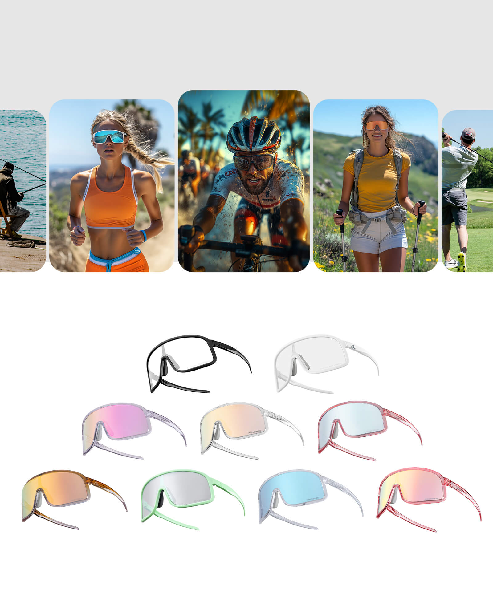 rockbros photochromic cycling sunglasses for outdoor riding
#color_pink