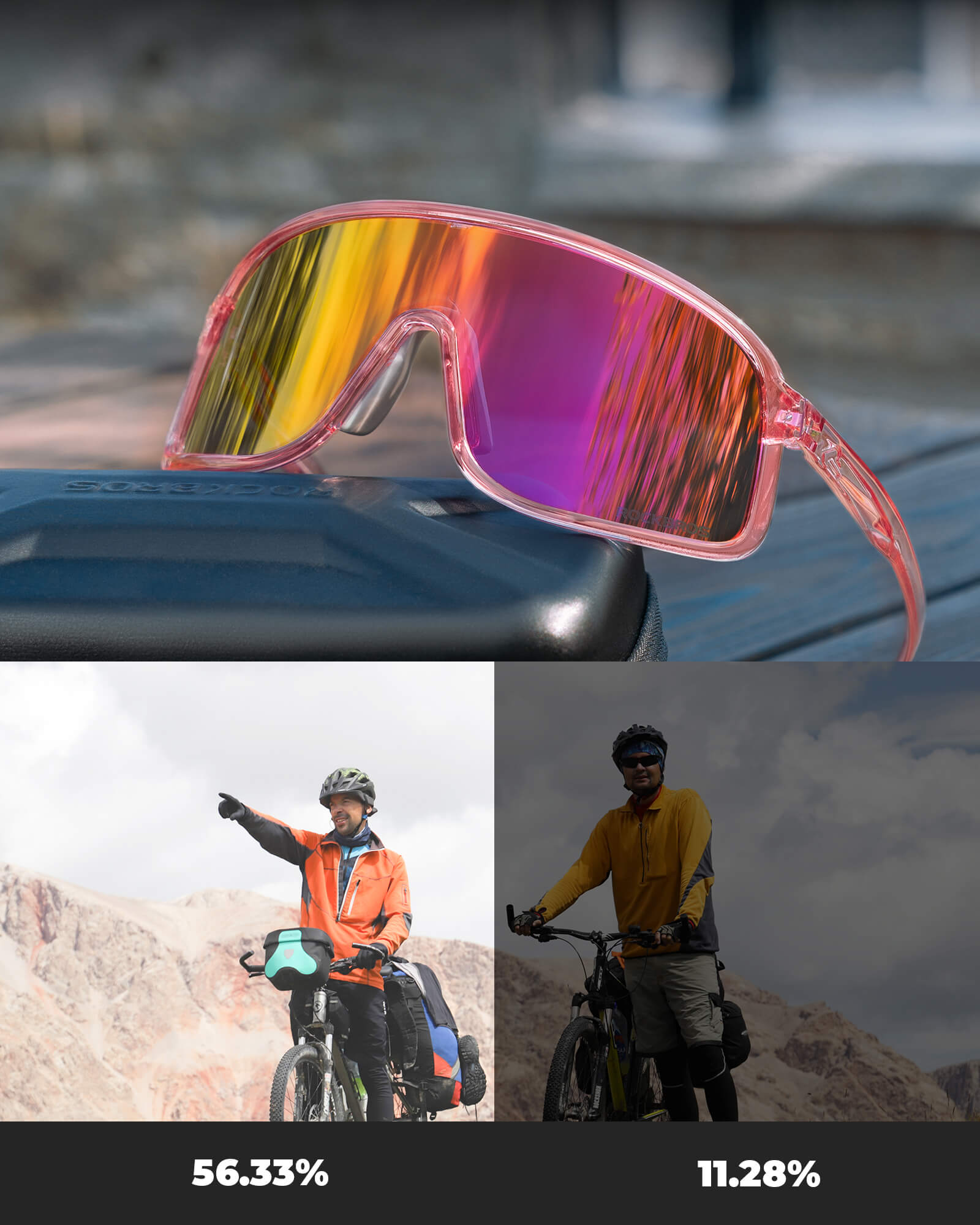 rockbros photochromic cycling sunglasses for outdoor riding
#color_plum pink