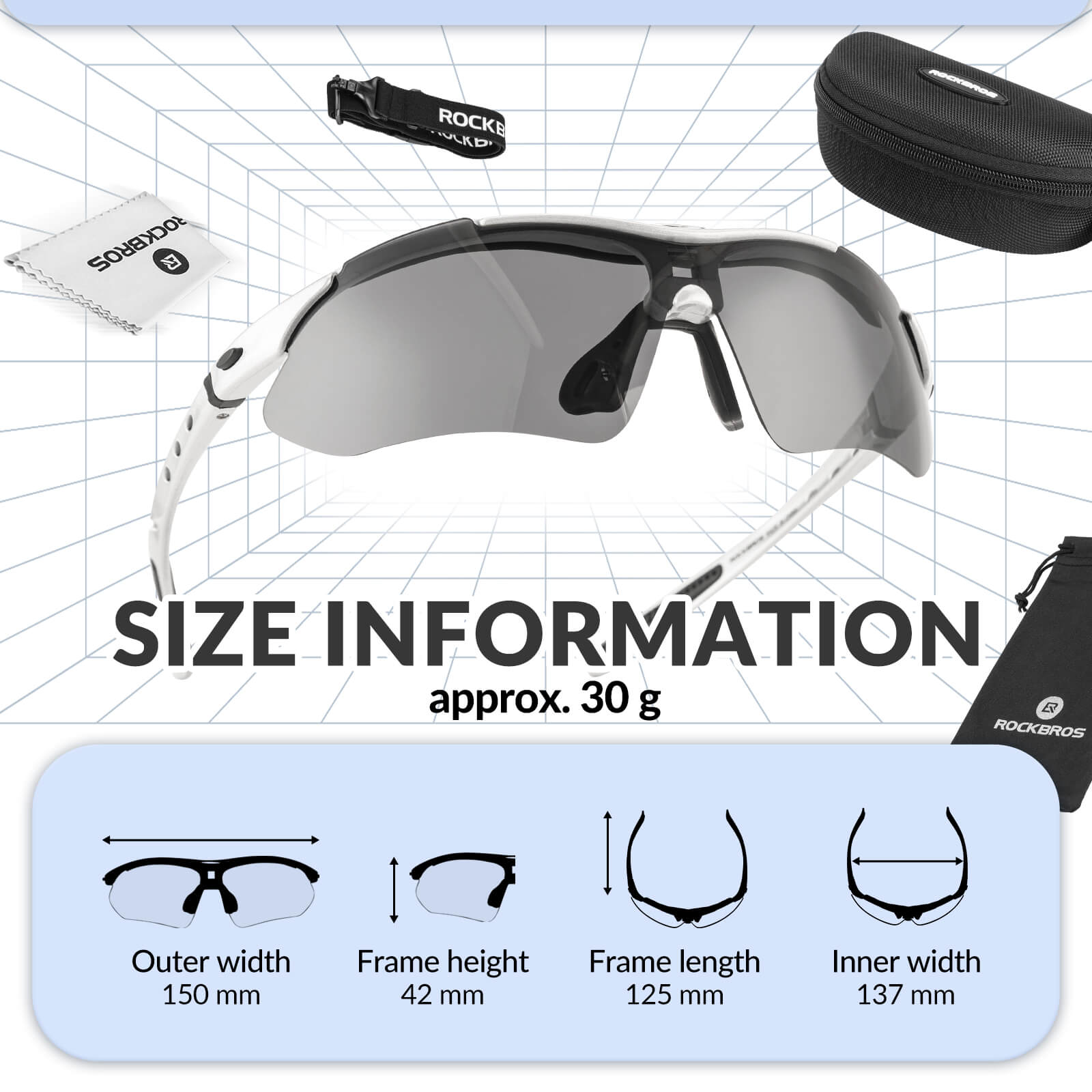 rockbros polarised sport sunglasses for cycling
#color_White (Polarised)