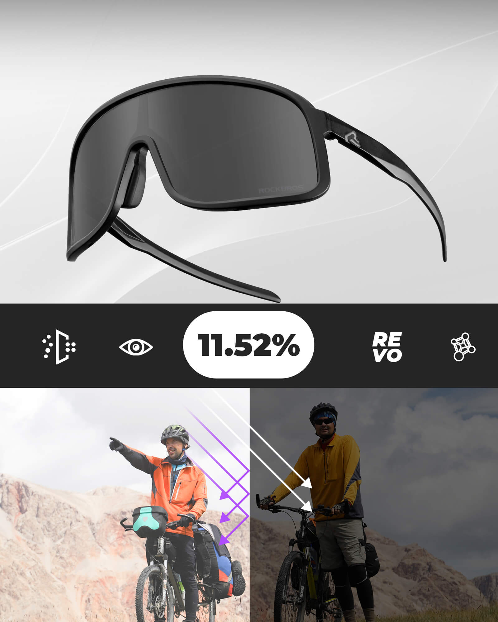 rockbros polarized sports cycling glasses outdoor riding
#color_matte black