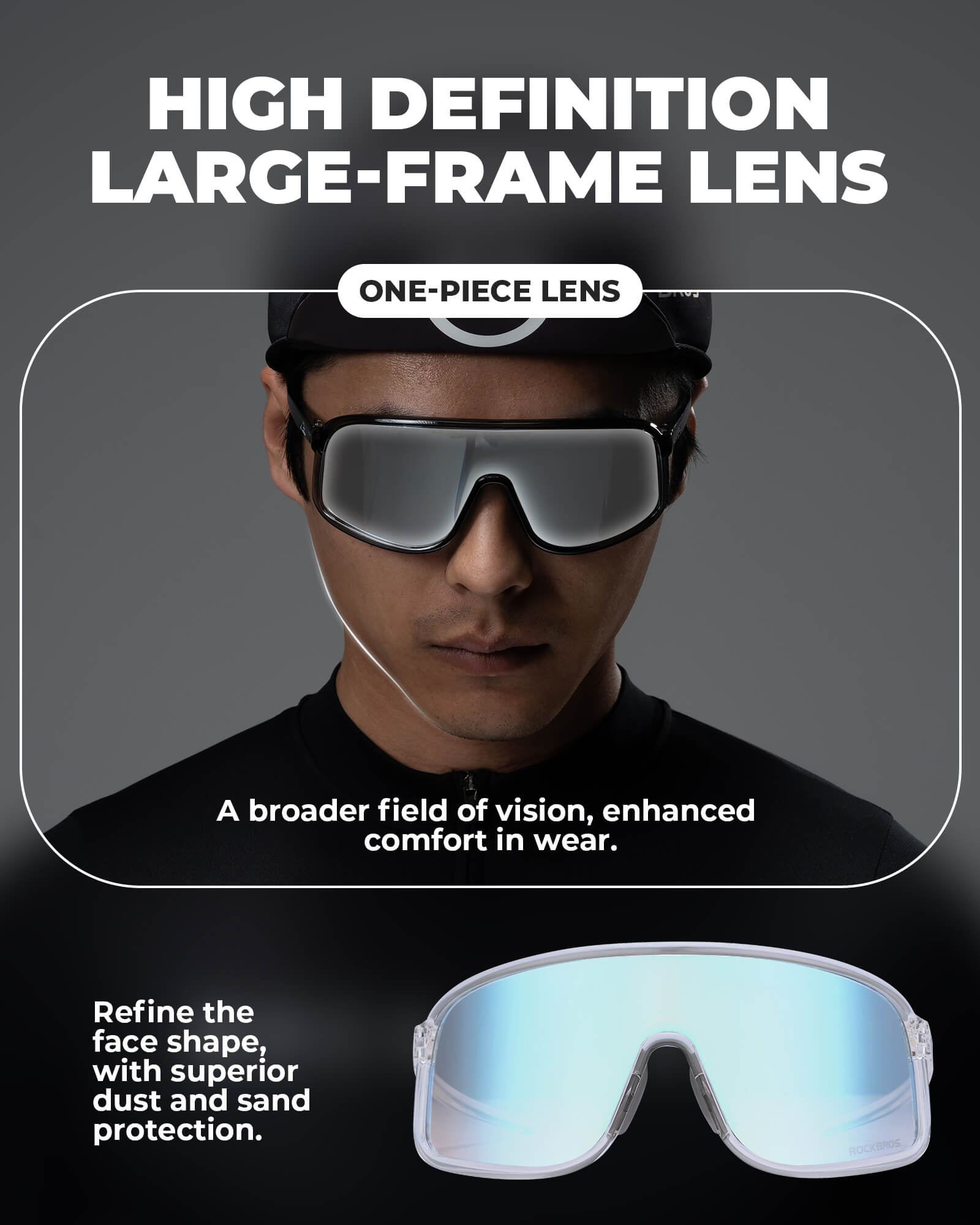 rockbros polarized sports cycling glasses outdoor riding
#color_black