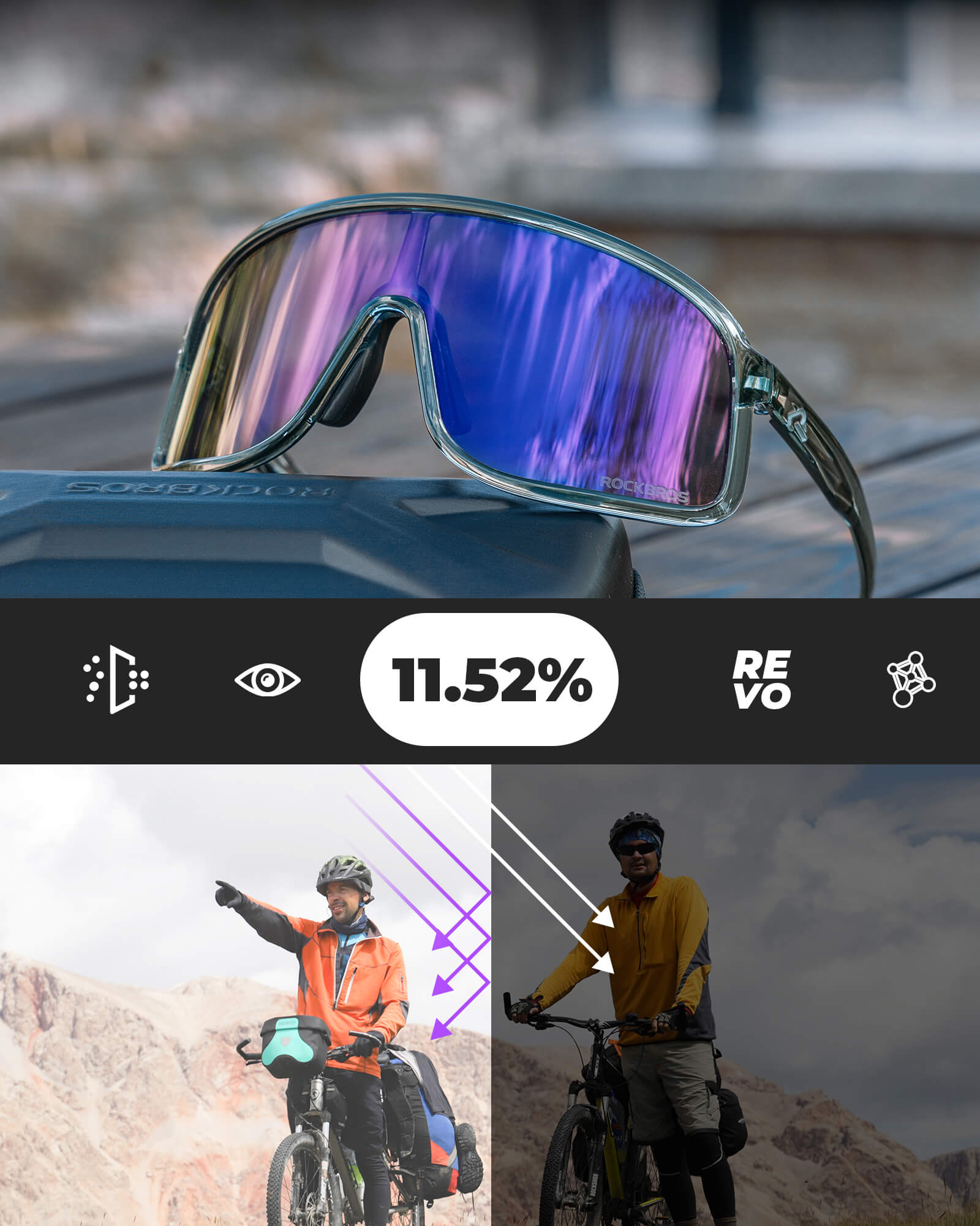 rockbros polarized sports cycling glasses outdoor riding
#color_grey
