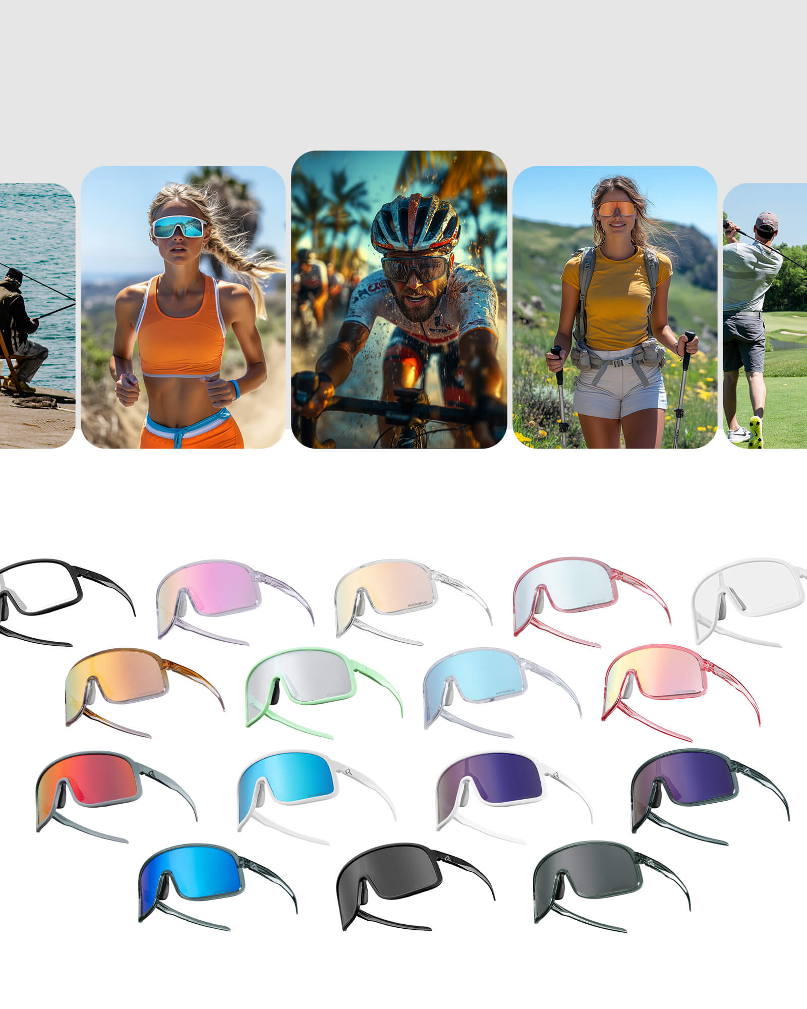 rockbros polarized sports cycling glasses outdoor riding
#color_grey