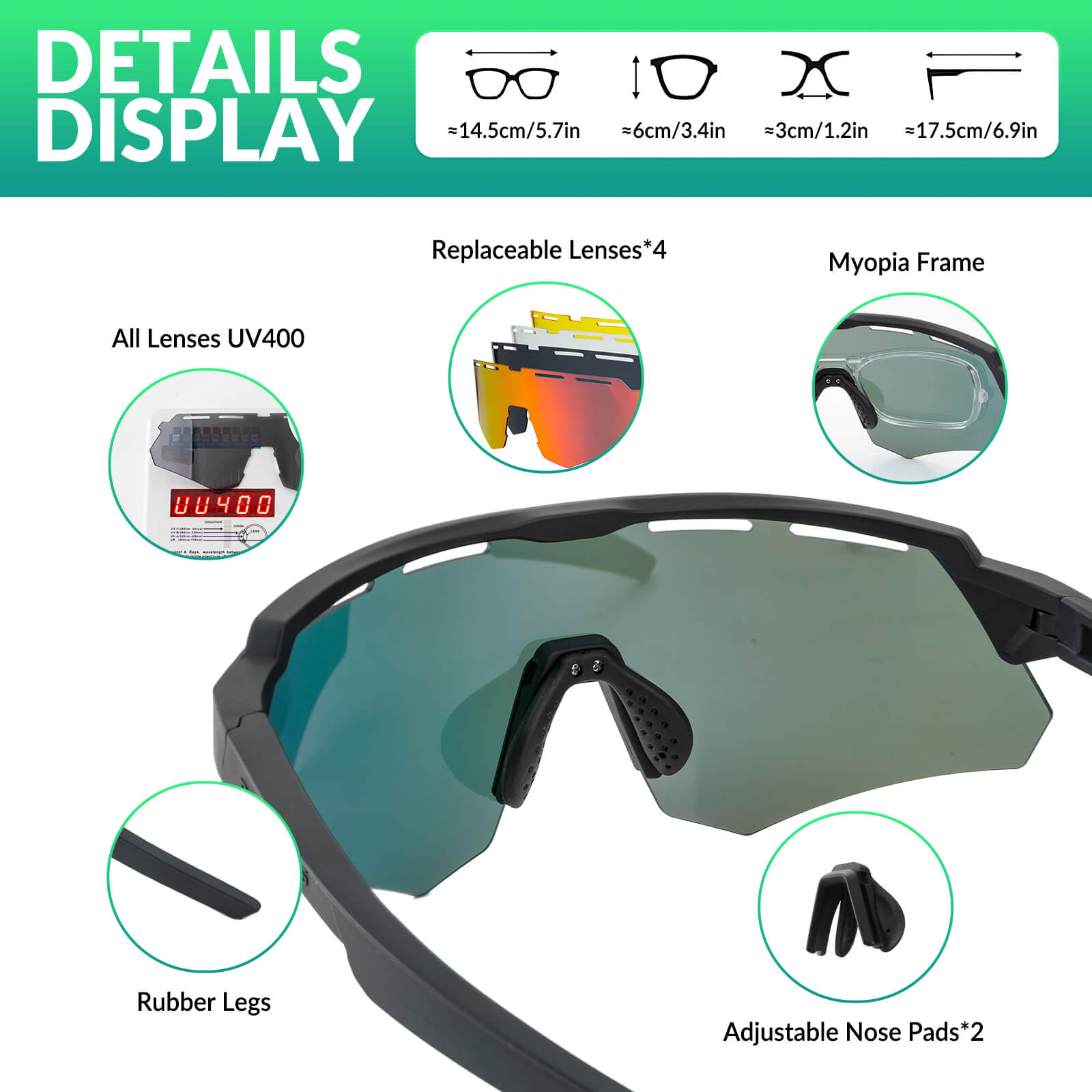 rockbros polarized cycling sunglasses for road and mountain riding.
#color_black