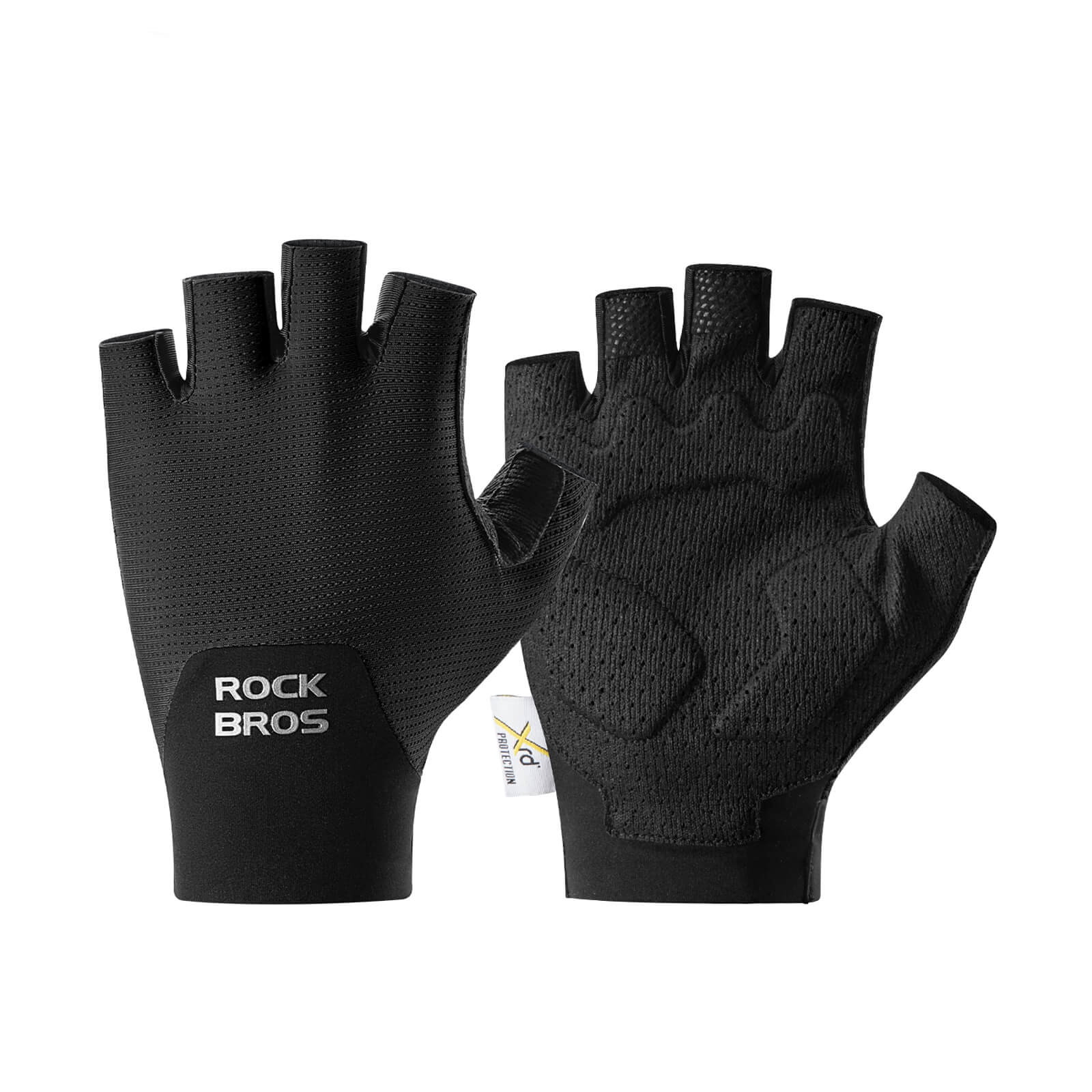 ROCKBROS Padded Half Finger Riding Gloves with Poron XRD Cushioning.
#color_black
