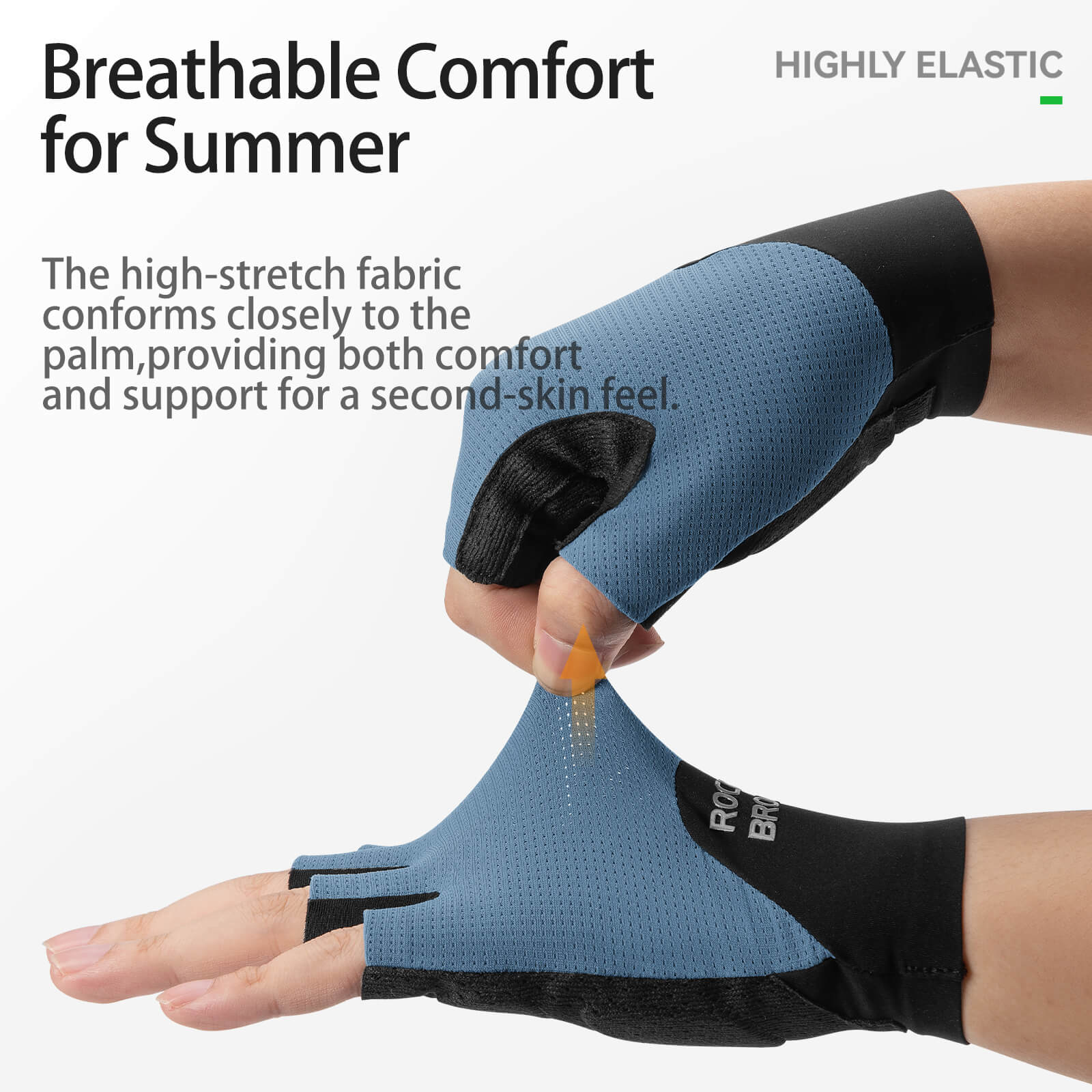 ROCKBROS Padded Half Finger Riding Gloves with Poron XRD Cushioning.
#color_black