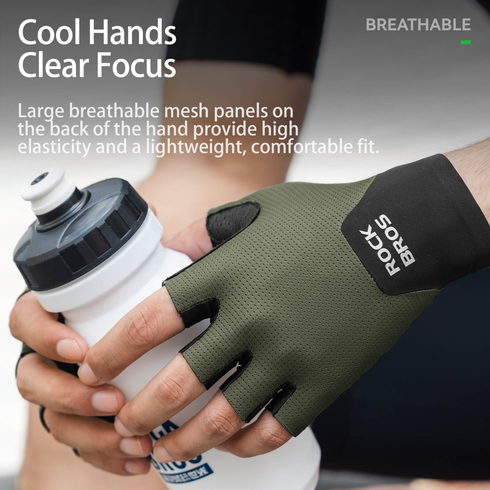ROCKBROS Padded Half Finger Riding Gloves with Poron XRD Cushioning.
#color_black