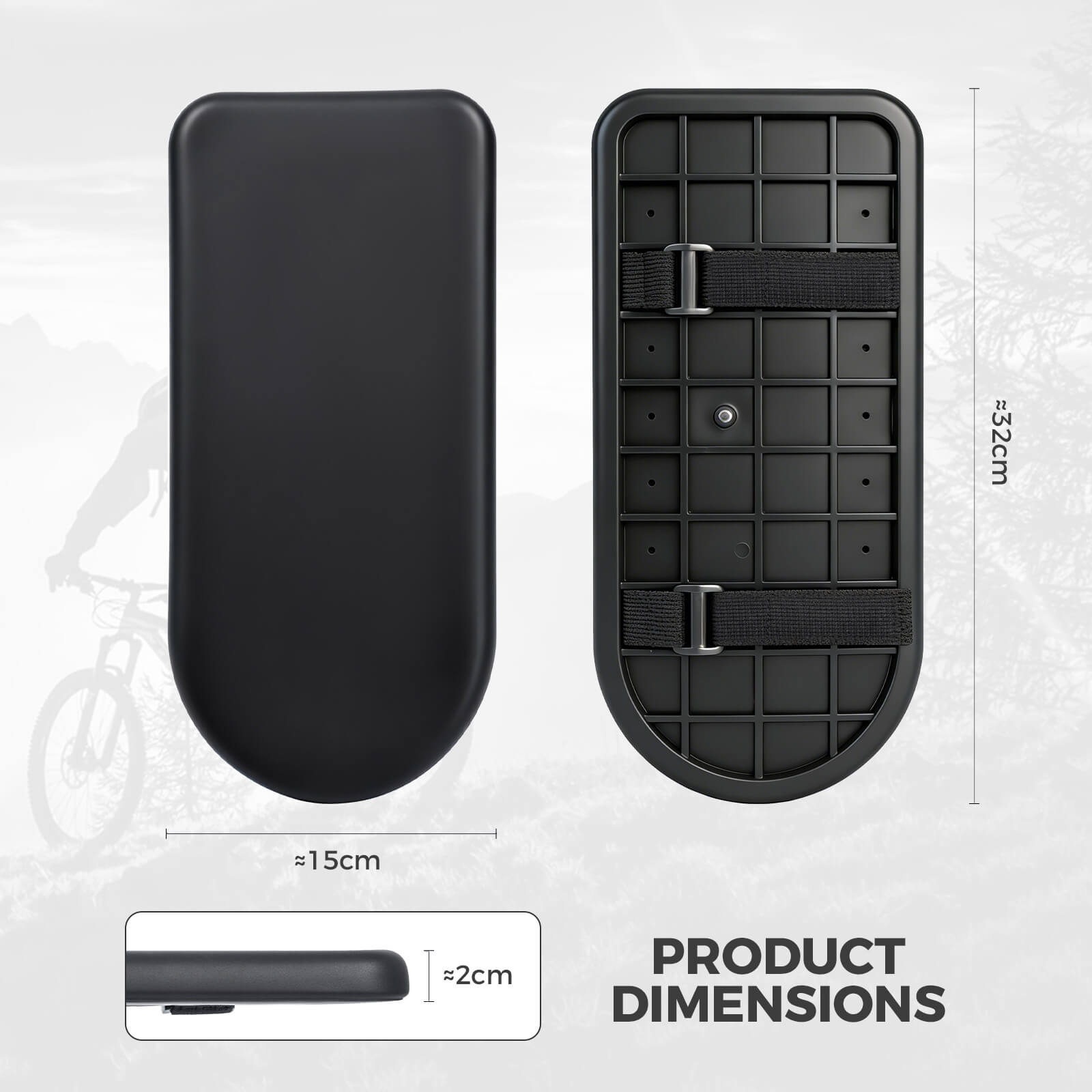 RockBros comfortable PU leather bike rear seat cushion for luggage racks, waterproof black padded bicycle passenger seat.