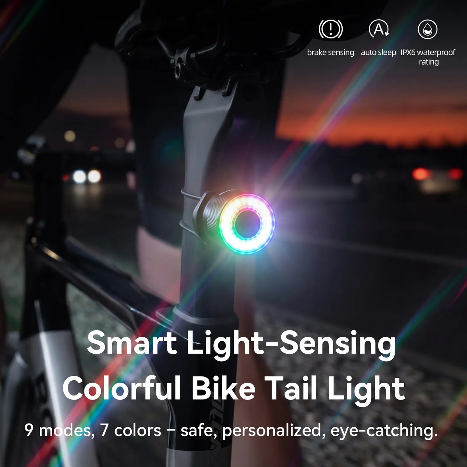 Rockbros Q1 Ultra Smart Bike Tail Light in premium black aluminium alloy