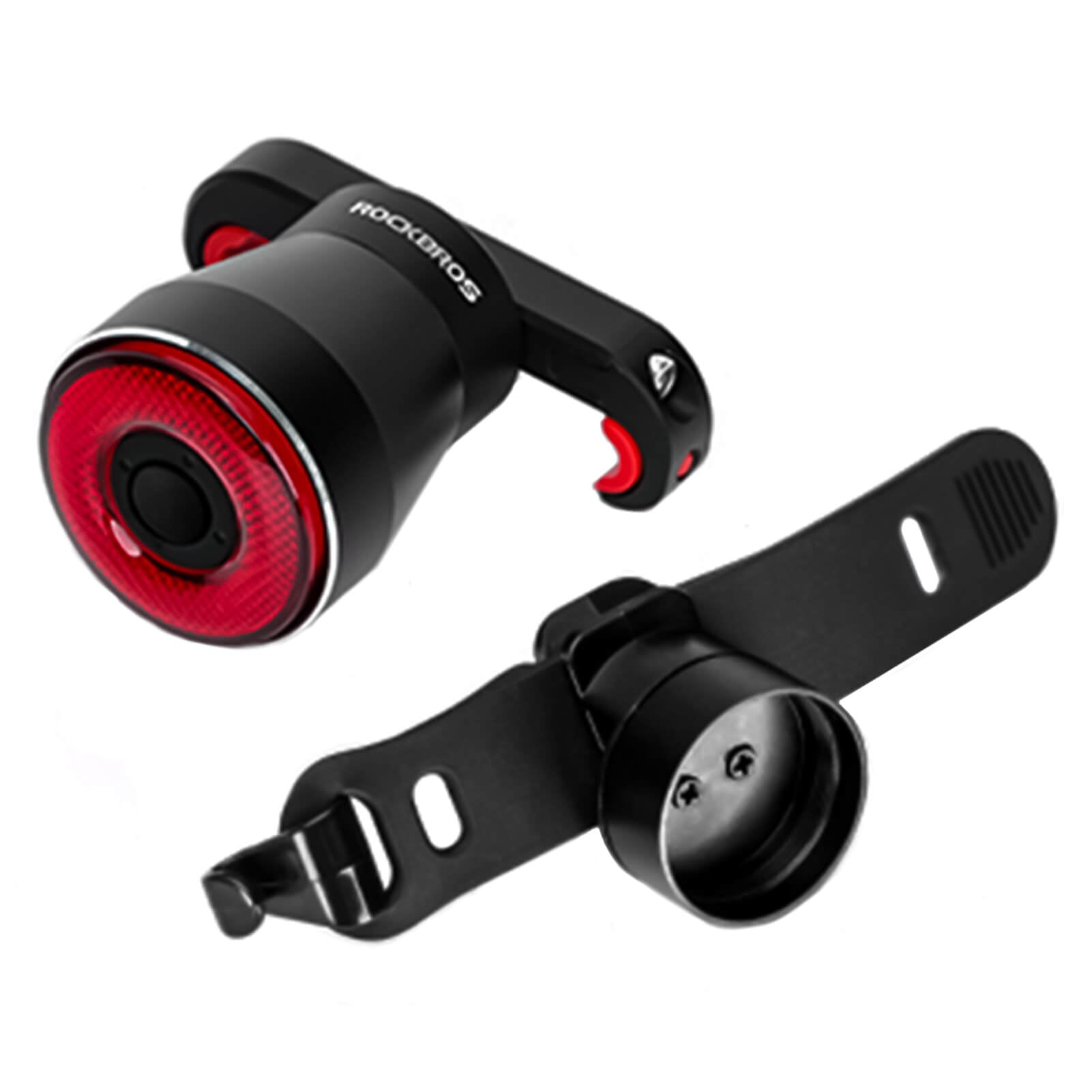 ROCKBROS brake-sensing bike tail light for night cycling.
#option_TL907Q50-Saddle + Seatpost Mount