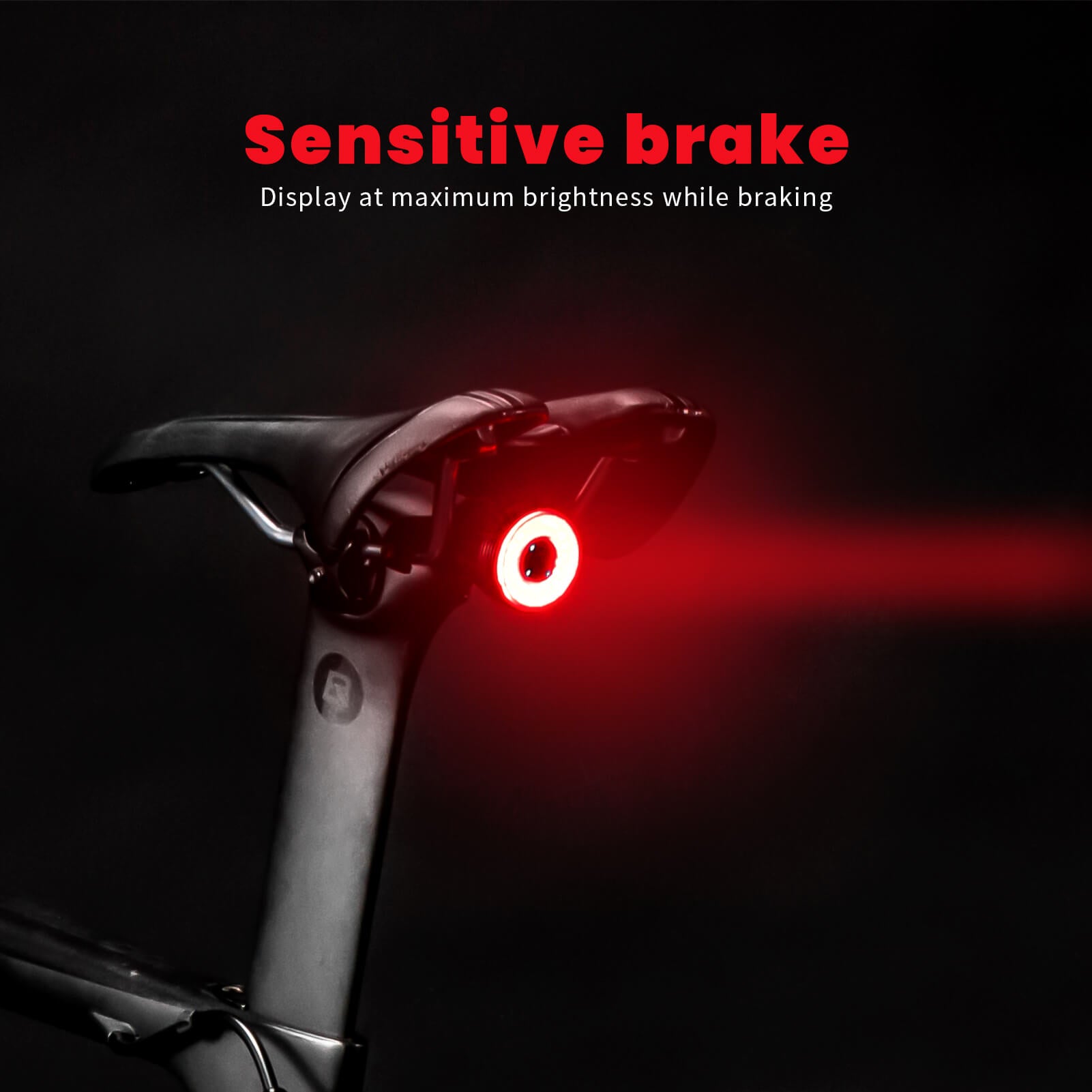 ROCKBROS brake-sensing bike tail light for night cycling.
#option_TL907Q50-Saddle + Seatpost Mount