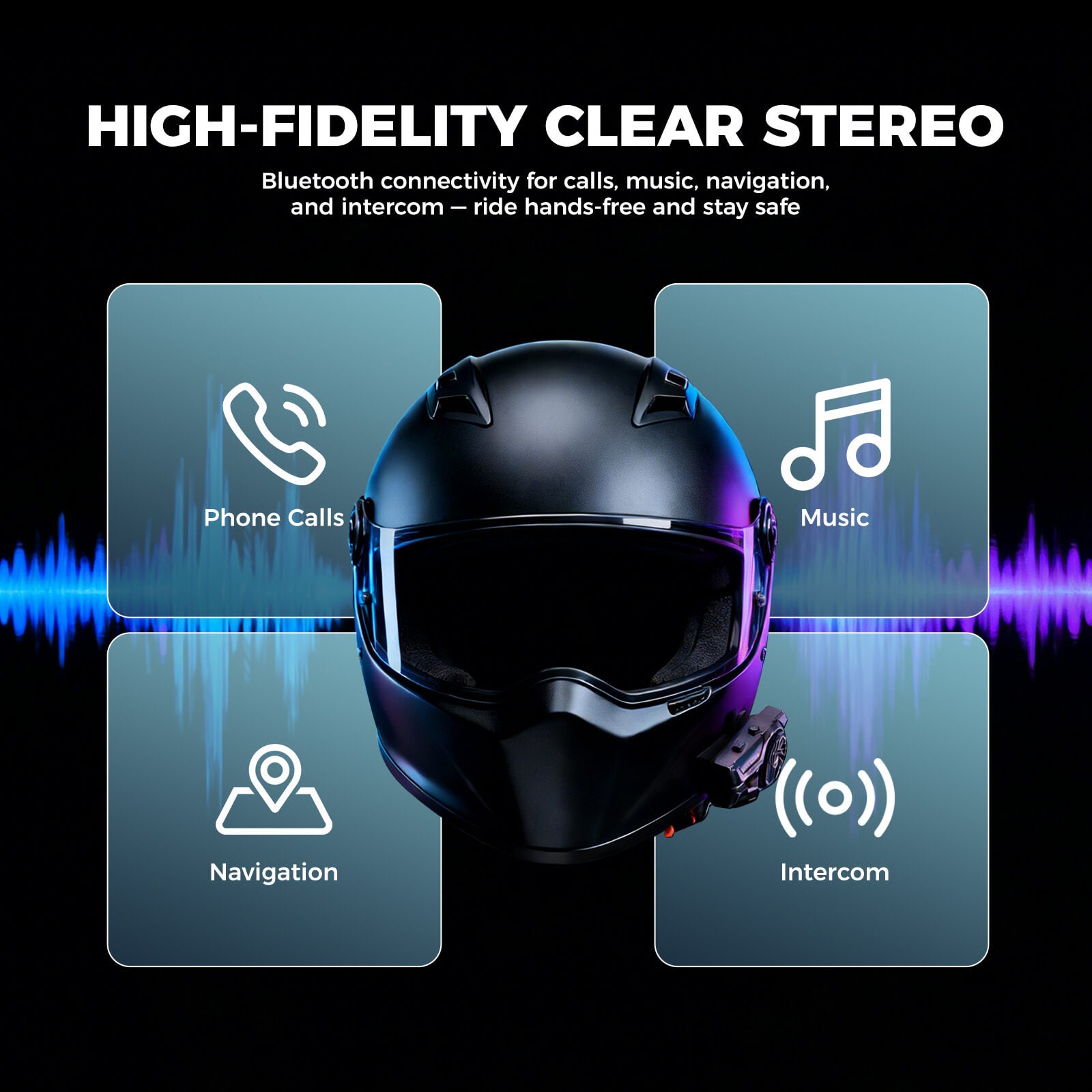 ROCKBROS R1 Bluetooth helmet headset with hands-free calling for motorcycle riding.