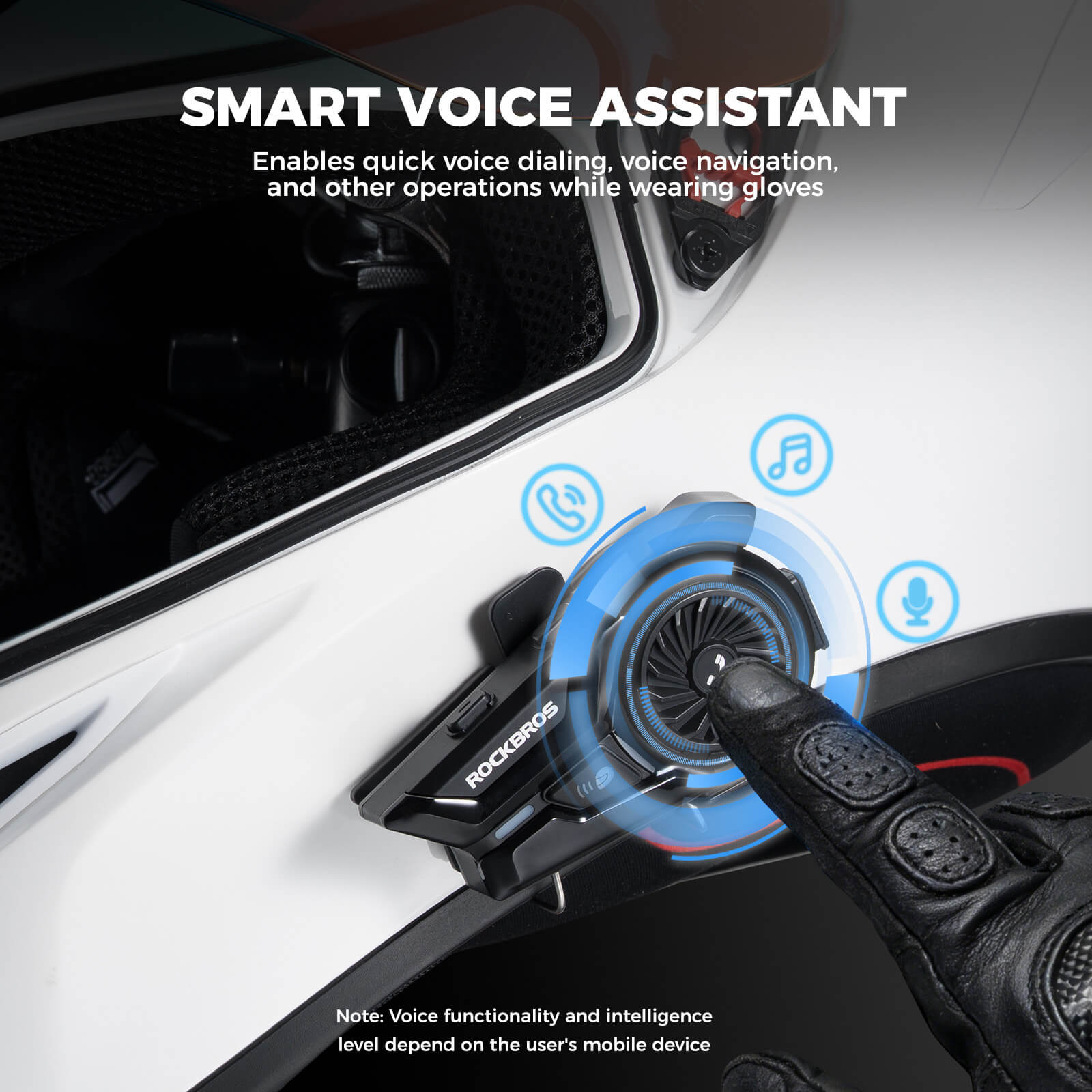 ROCKBROS R1 Bluetooth helmet headset with hands-free calling for motorcycle riding.