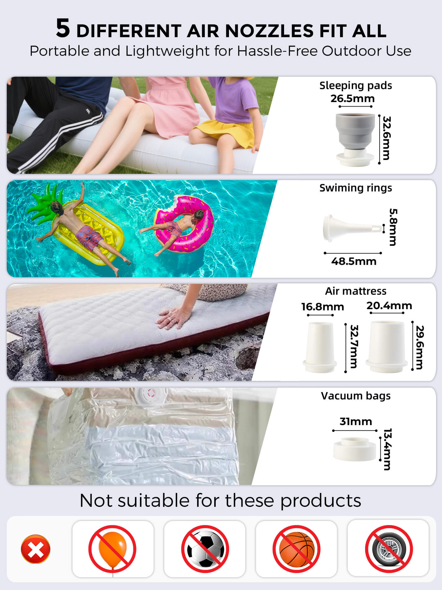 Qunature Rapid-Fill Mini Electric Pump, High-Pressure Cordless Air Inflator for Portable Use.
#color_white