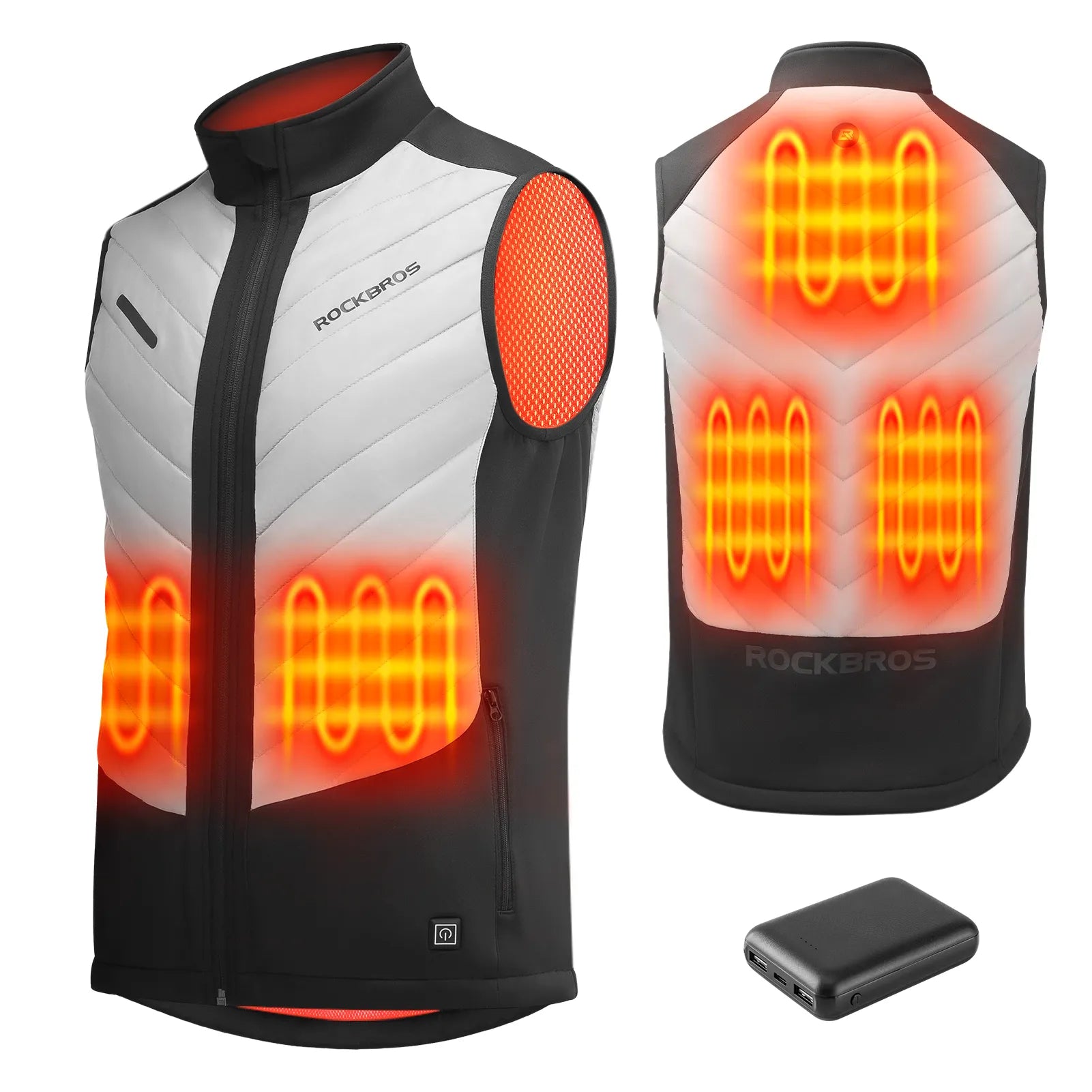ROCKBROS rechargeable heated vest with 5 heating zones front view