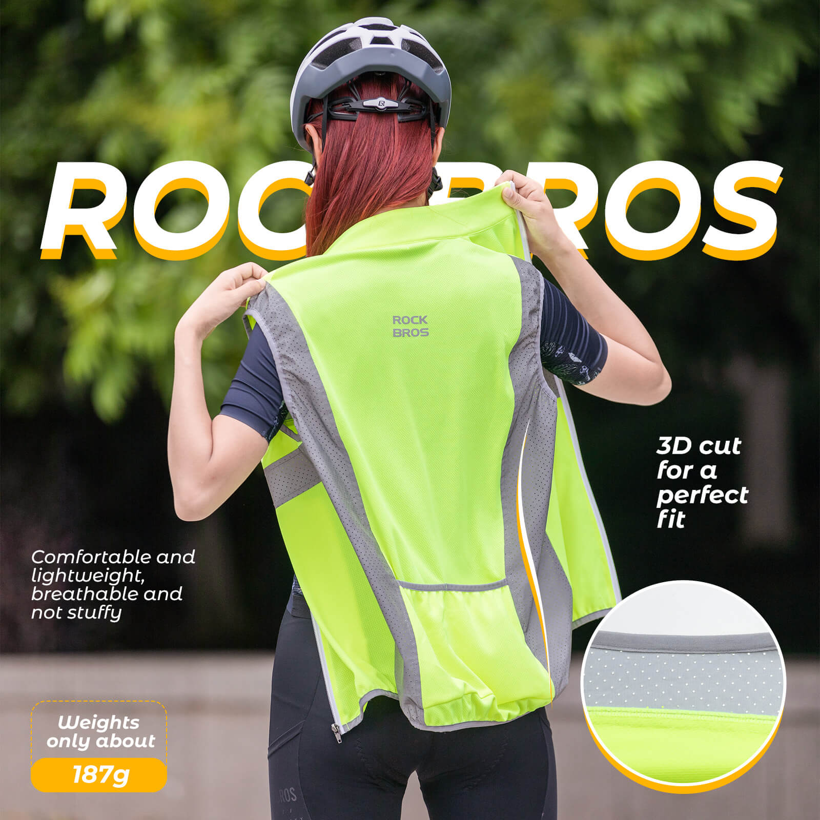 rockbros breathable cycling running vest for visibility.
