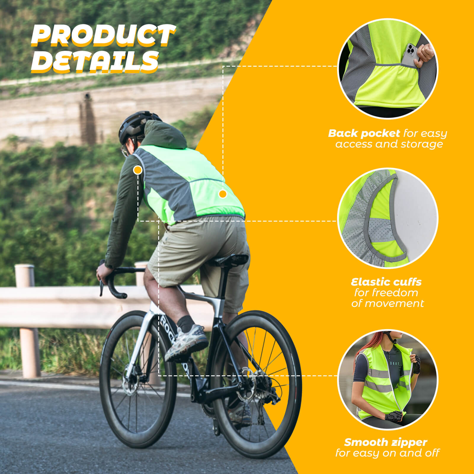 rockbros breathable cycling running vest for visibility.
