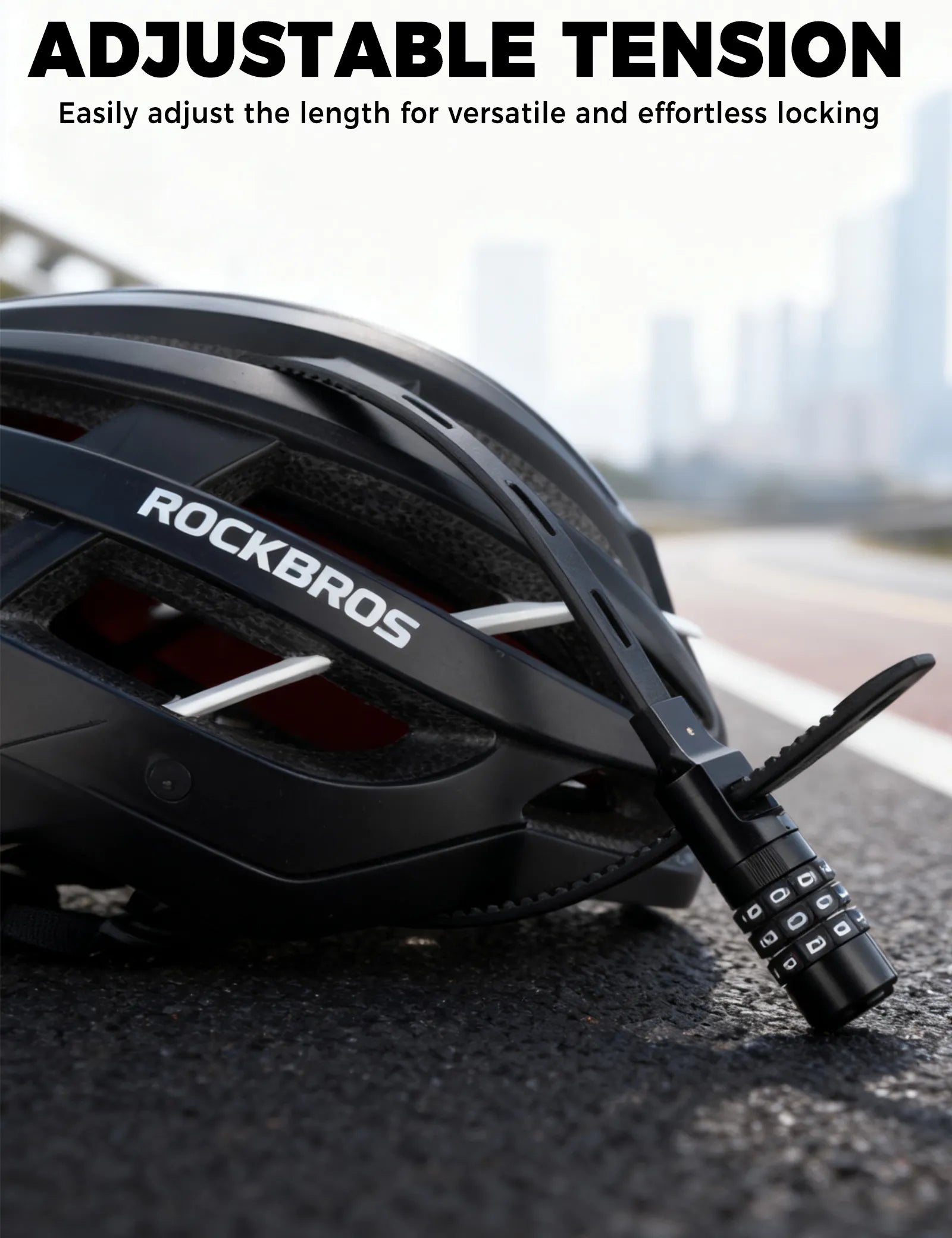 ROCKBROS Anti-theft Zip Tie Bike Lock - Lightweight Resettable 3-Digit Combination Cable Lock for Bicycles.