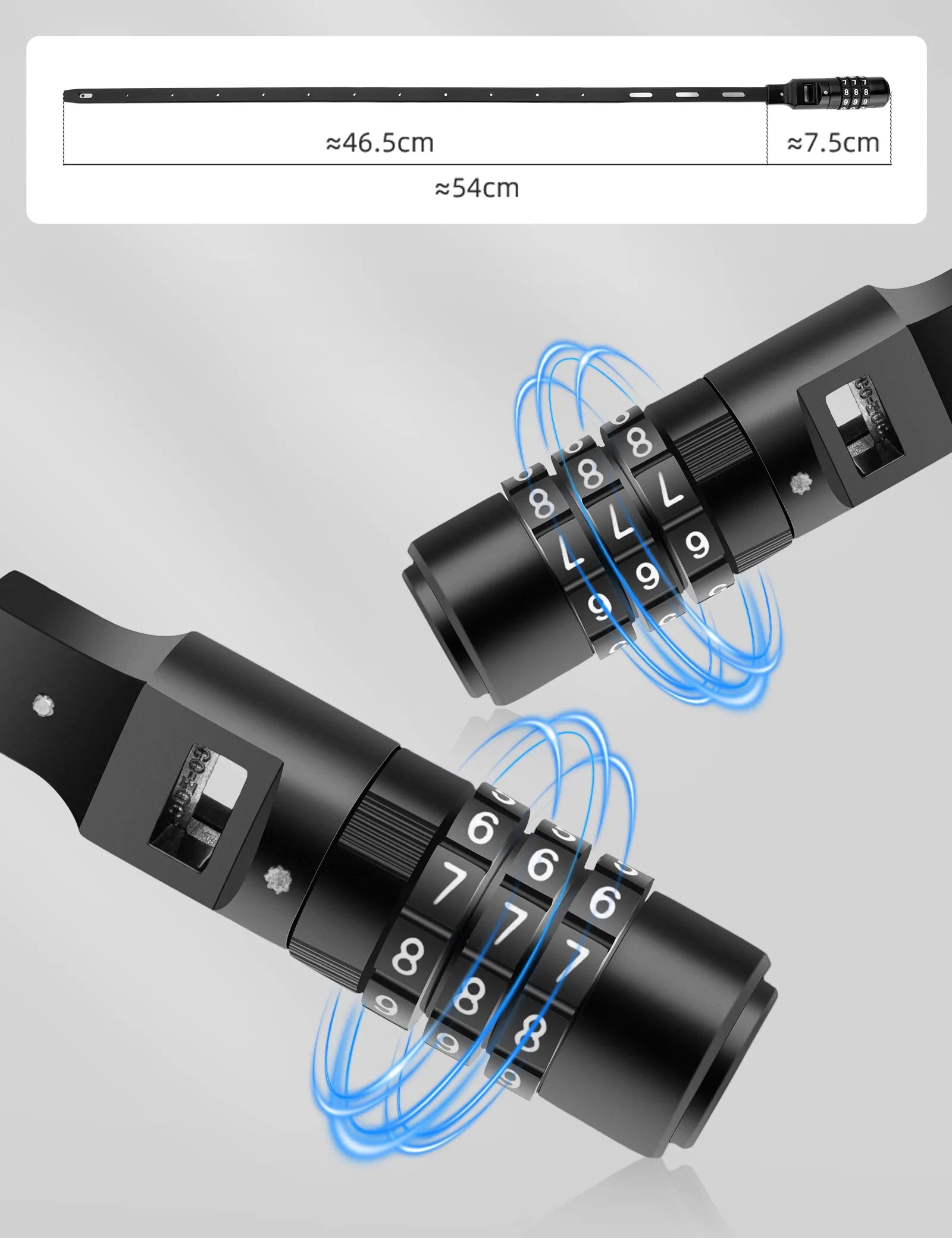 ROCKBROS Anti-theft Zip Tie Bike Lock - Lightweight Resettable 3-Digit Combination Cable Lock for Bicycles.