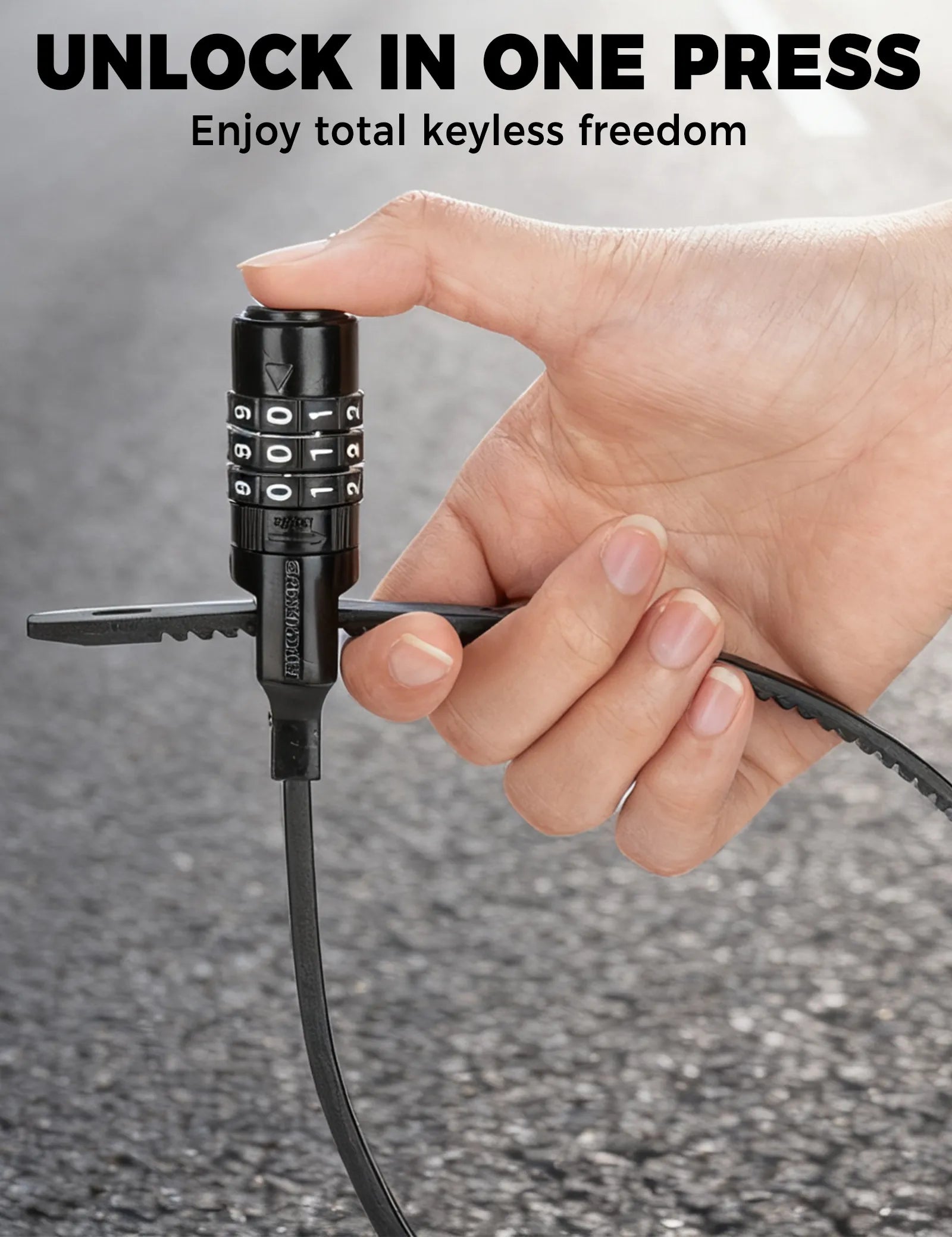 ROCKBROS Anti-theft Zip Tie Bike Lock - Lightweight Resettable 3-Digit Combination Cable Lock for Bicycles.