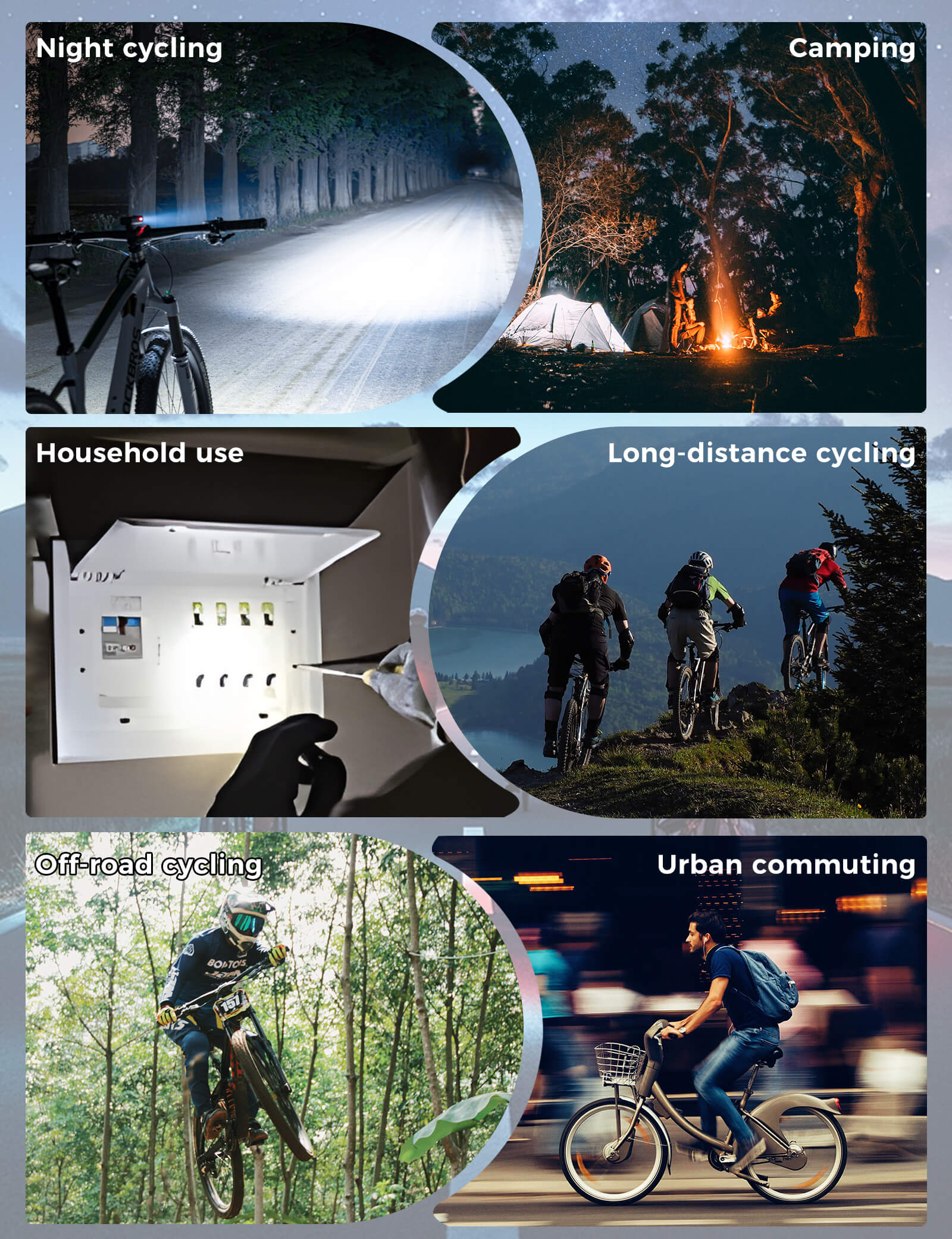 rockbros RHL400 high-lumen front light for night riding.
#option_400LM Black