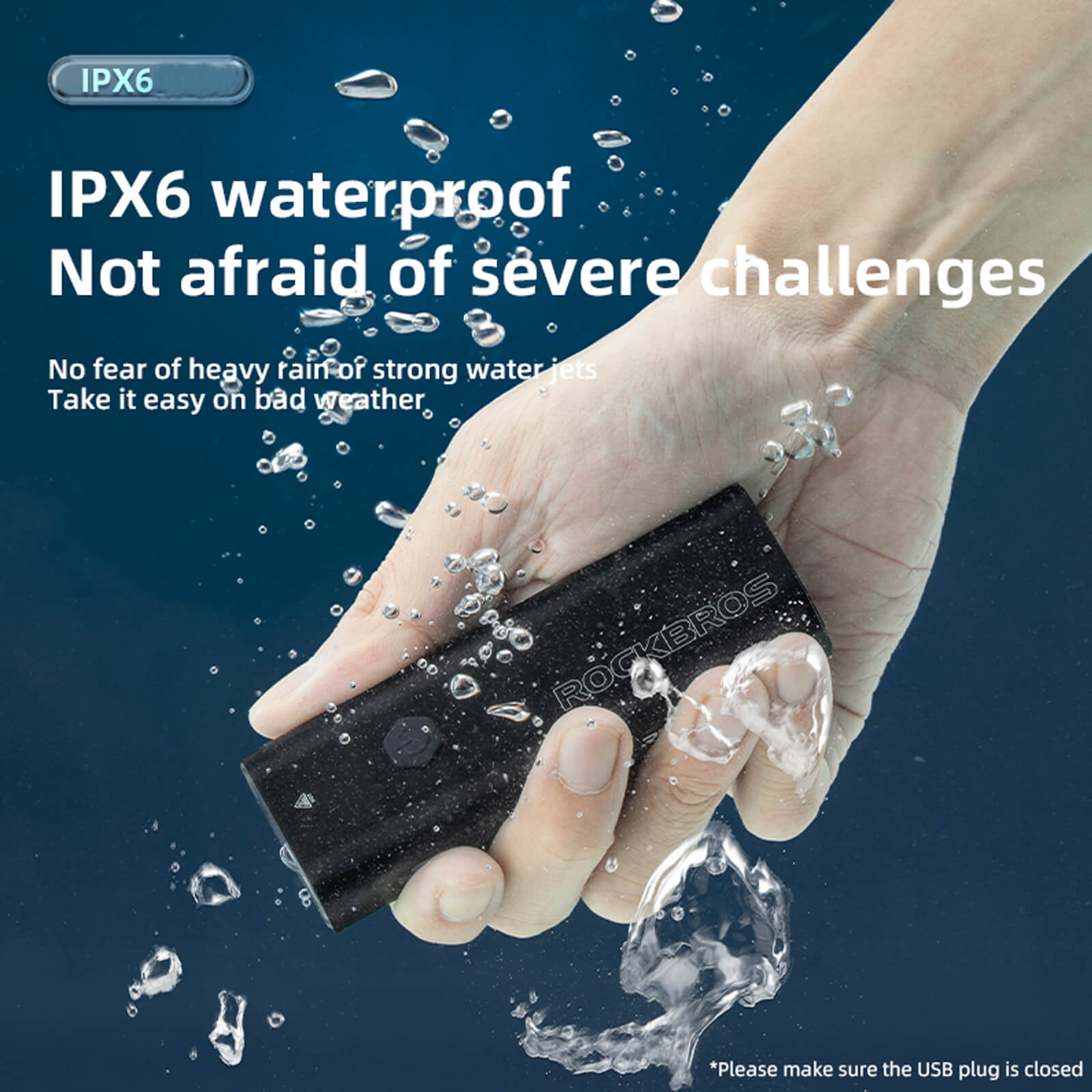 rockbros RHL600 high-lumen front light for night riding.
#option_600LM Red