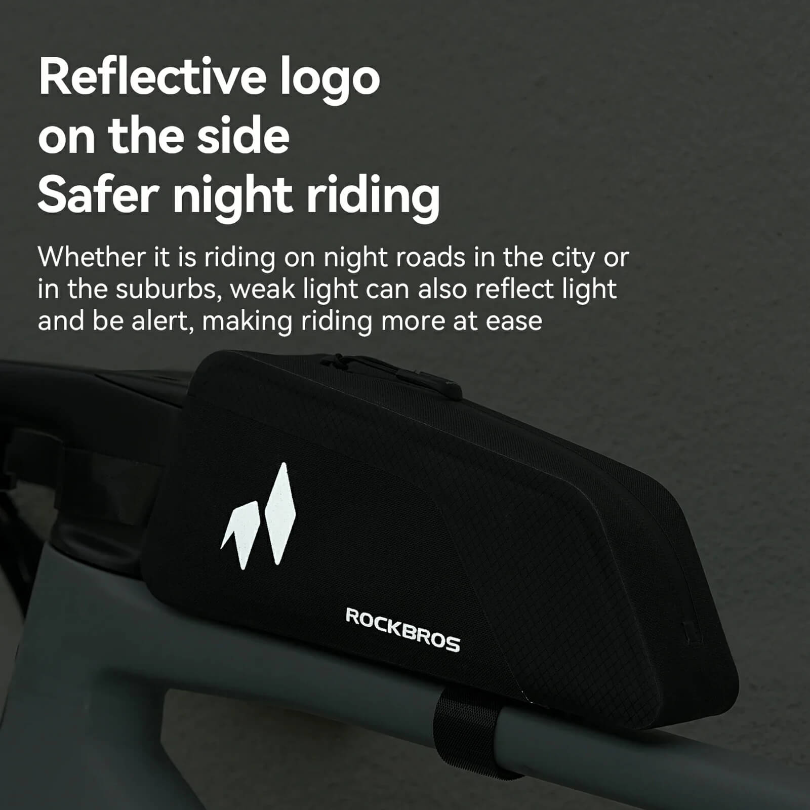 ROCKBROS rainproof cycling top tube bag for all-weather riding.