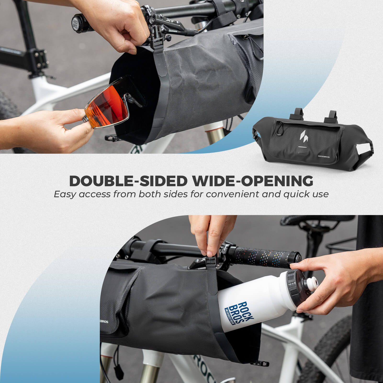 ROCKBROS waterproof 8l handlebar bag for rainy day cycling.