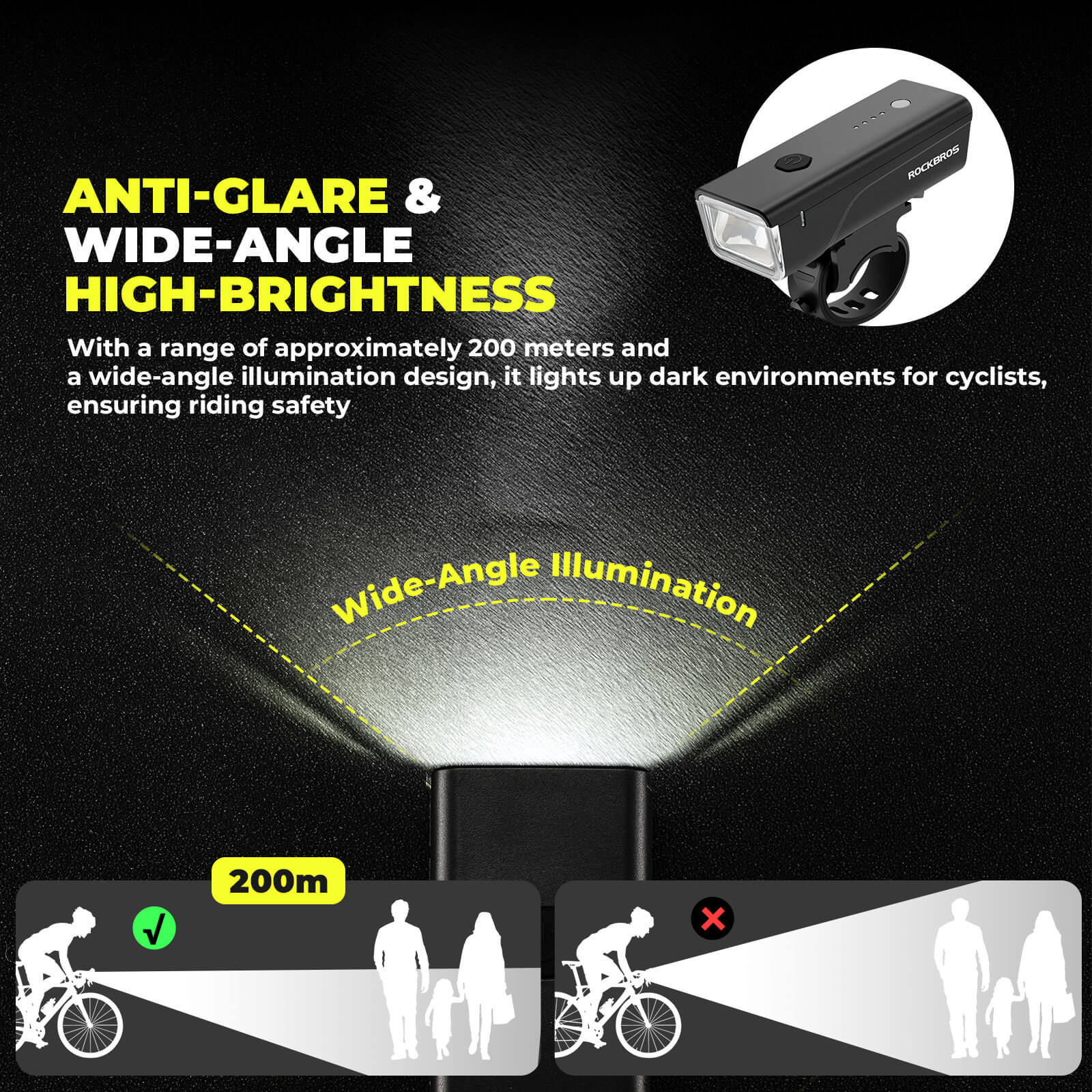 ROCKBROS RIP01 260LM compact front bike light for night cycling