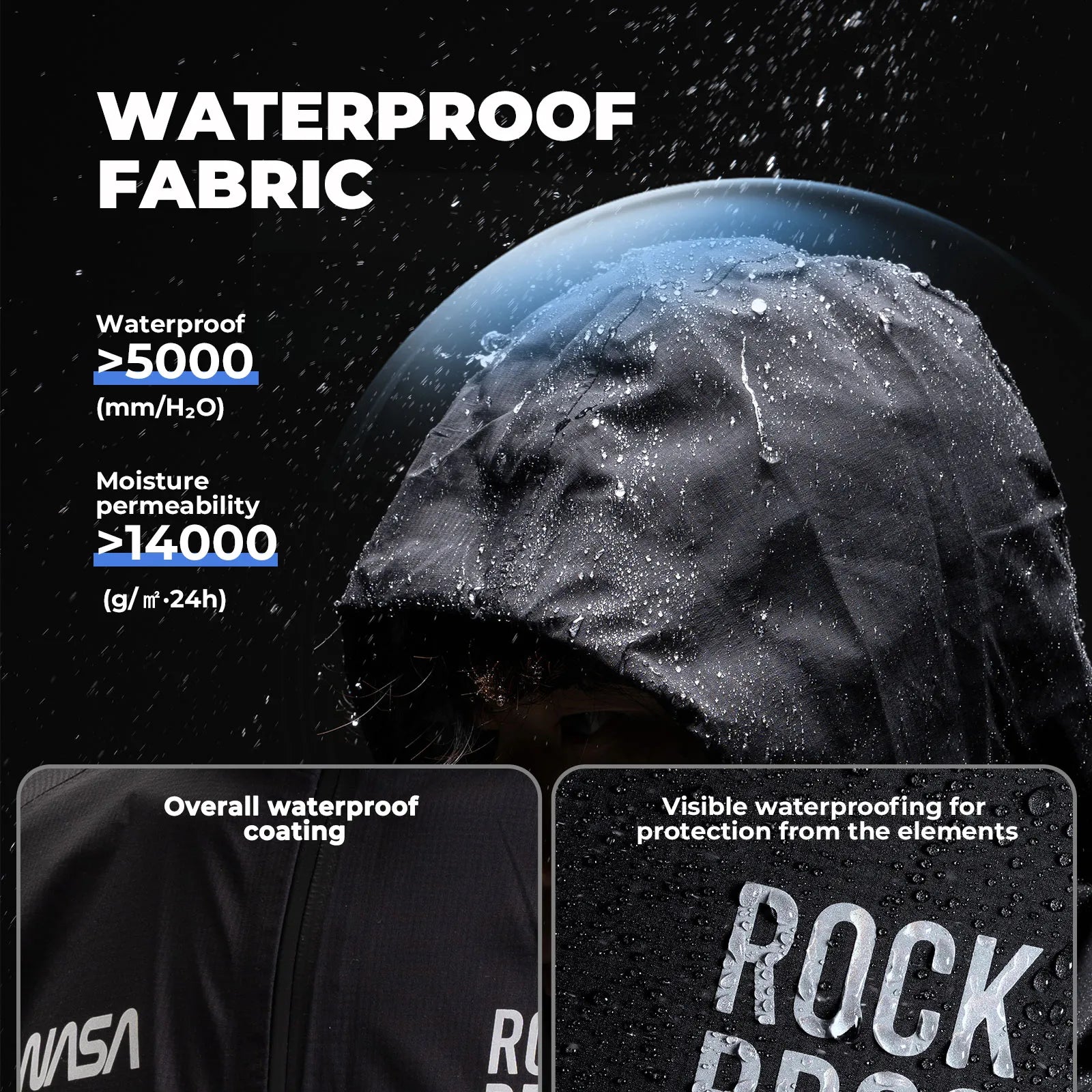 Rockbros All-Weather Windproof Hiking Jacket and Waterproof Rain Coat for Outdoor Activities.
#color_black