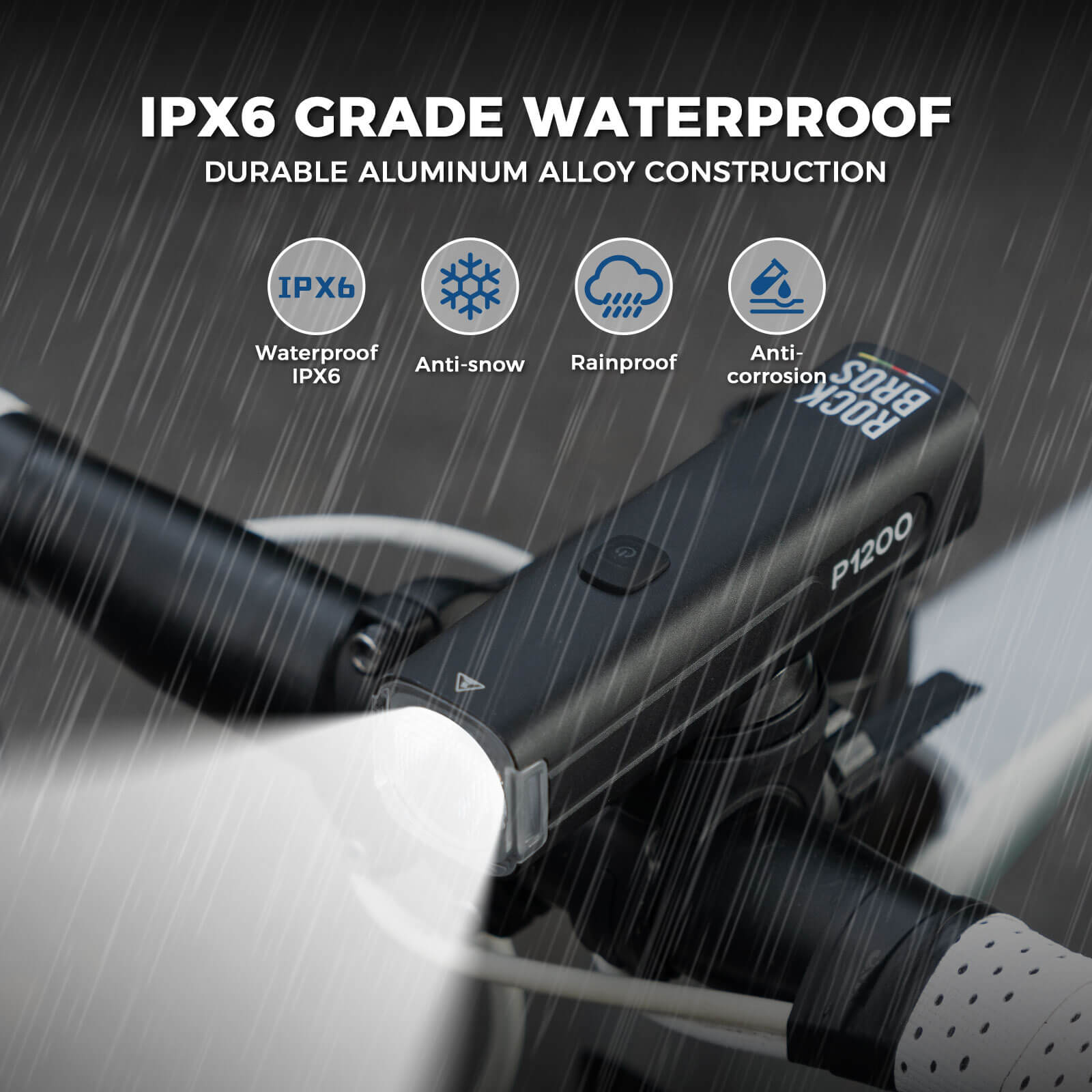 ROCKBROS Road to Sky 600-1500LM high brightness bike light set for night riding.
#options_1200LM