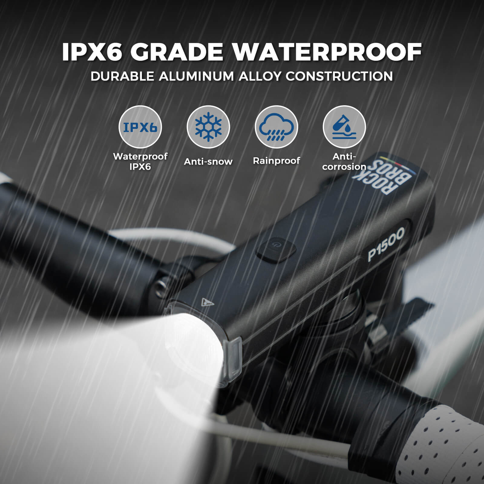 ROCKBROS Road to Sky 600-1500LM high brightness bike light set for night riding.
#options_1500LM