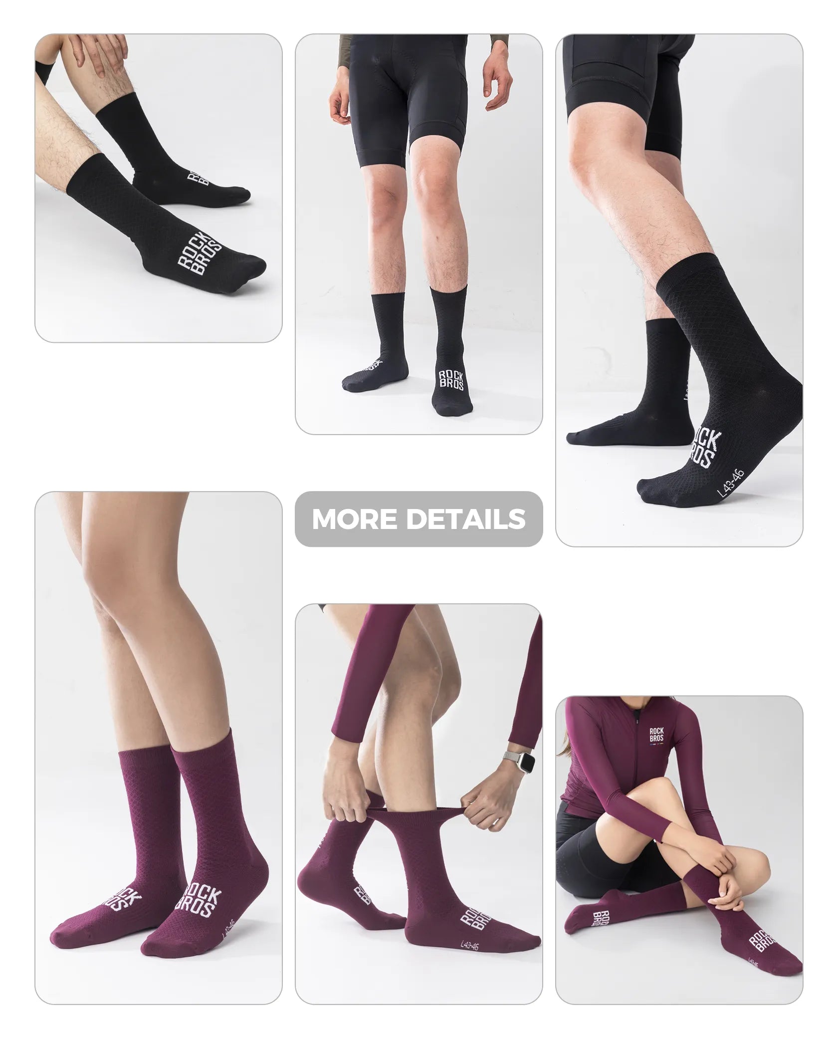 ROCKBROS Road to Sky series professional cycling socks with elastic rib cuff for men and women.
#color_blue