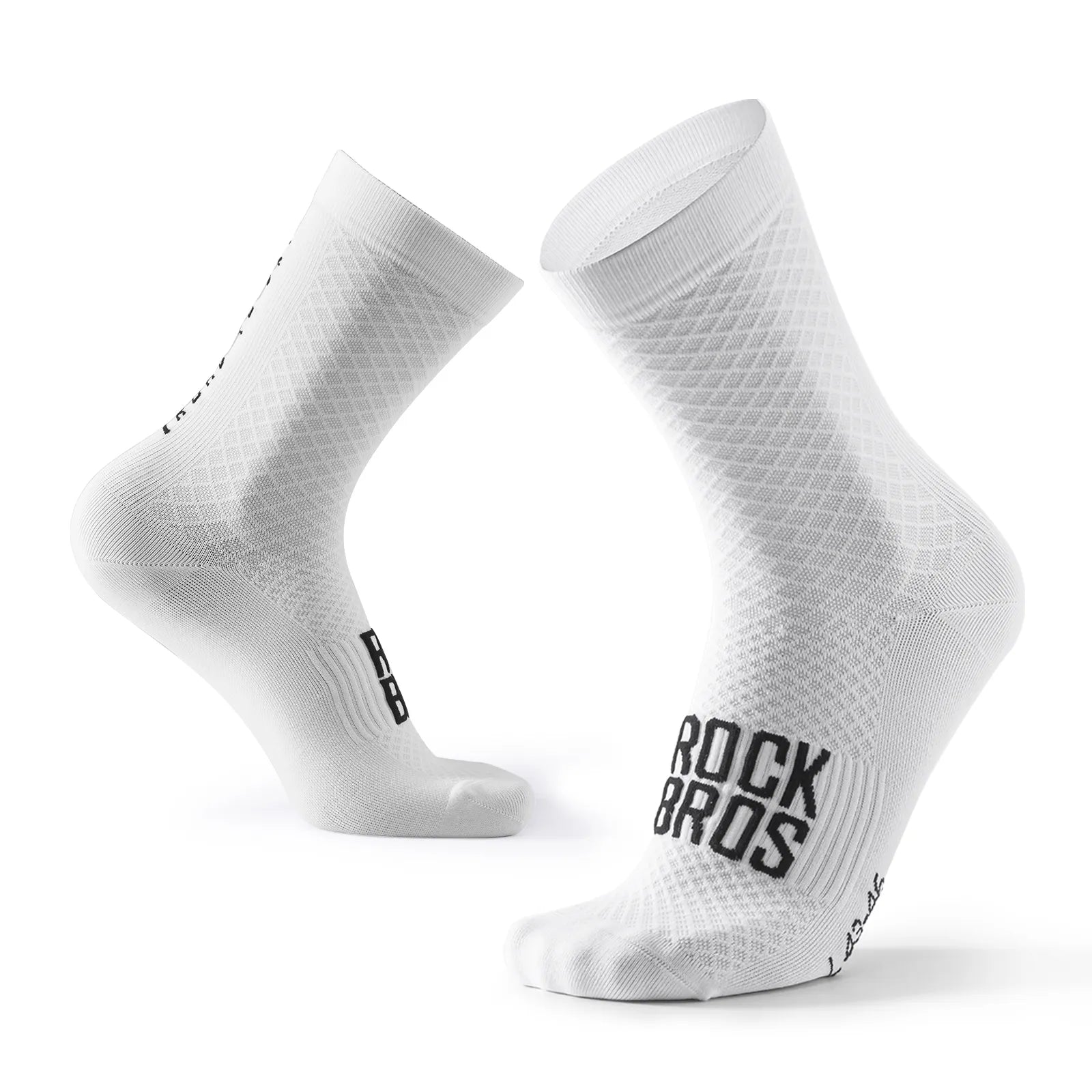 ROCKBROS Road to Sky series professional cycling socks with elastic rib cuff for men and women.
#color_white