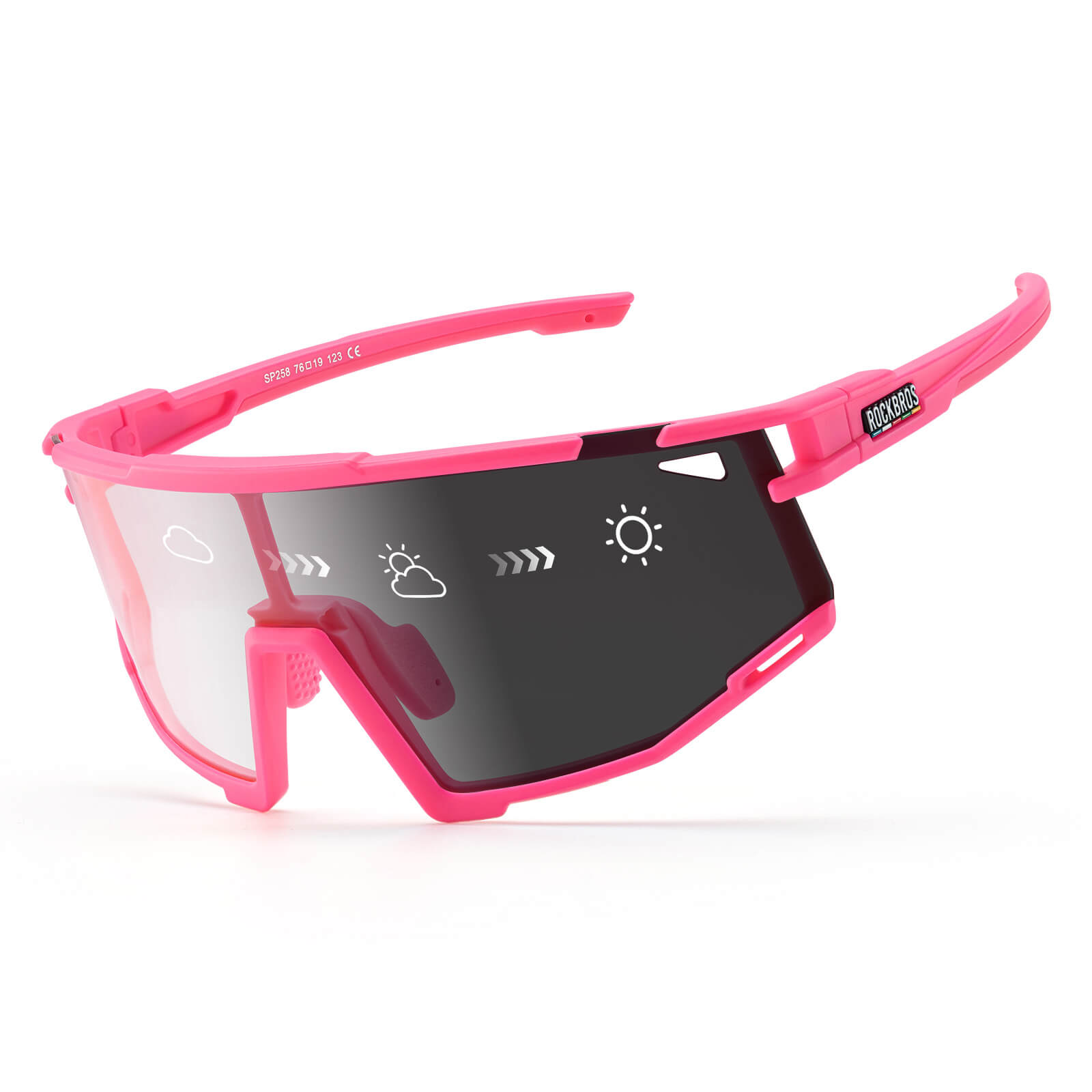ROCKBROS Photochromic Intelligent Light Adjusting Cycling Sunglasses
#color_pink