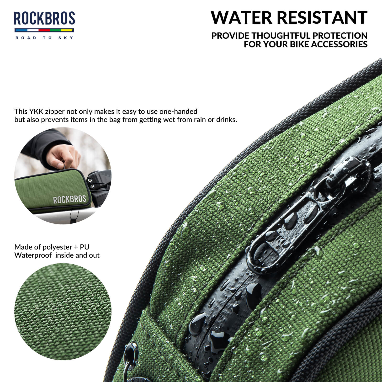 rockbros road to sky cycling bag one-click lock multi-colour.
#color_green