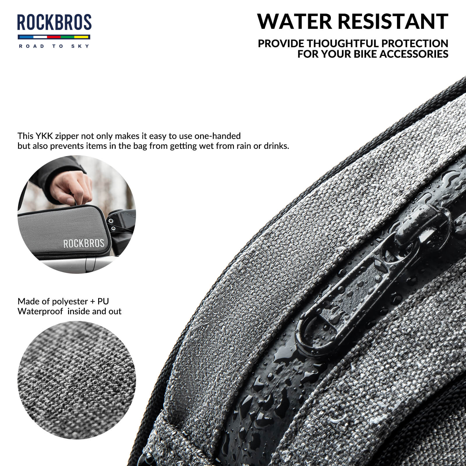 rockbros road to sky cycling bag one-click lock multi-colour.
#color_grey