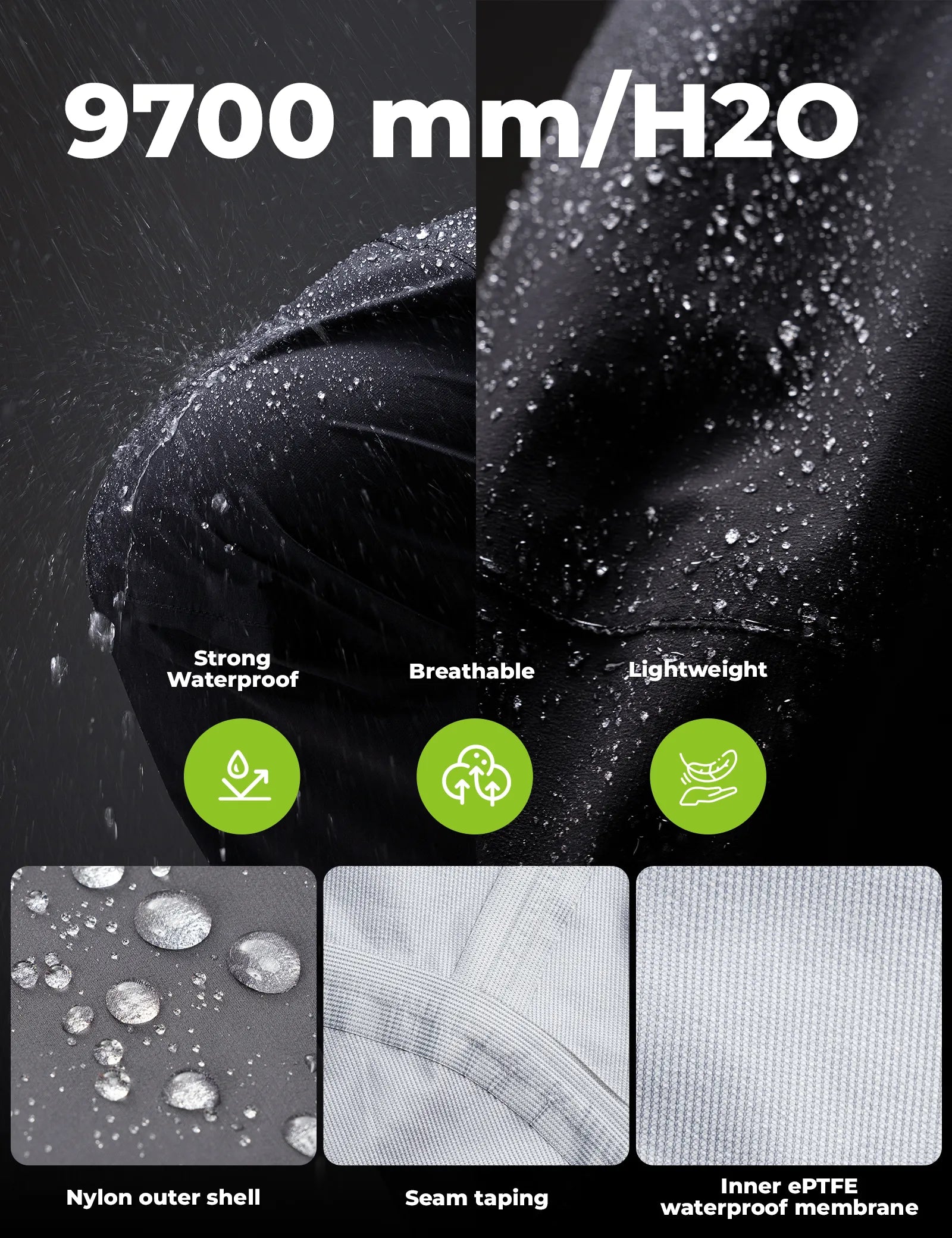 ROCKBROS ROAD TO SKY waterproof cycling rain pants with fully seam-sealed protection