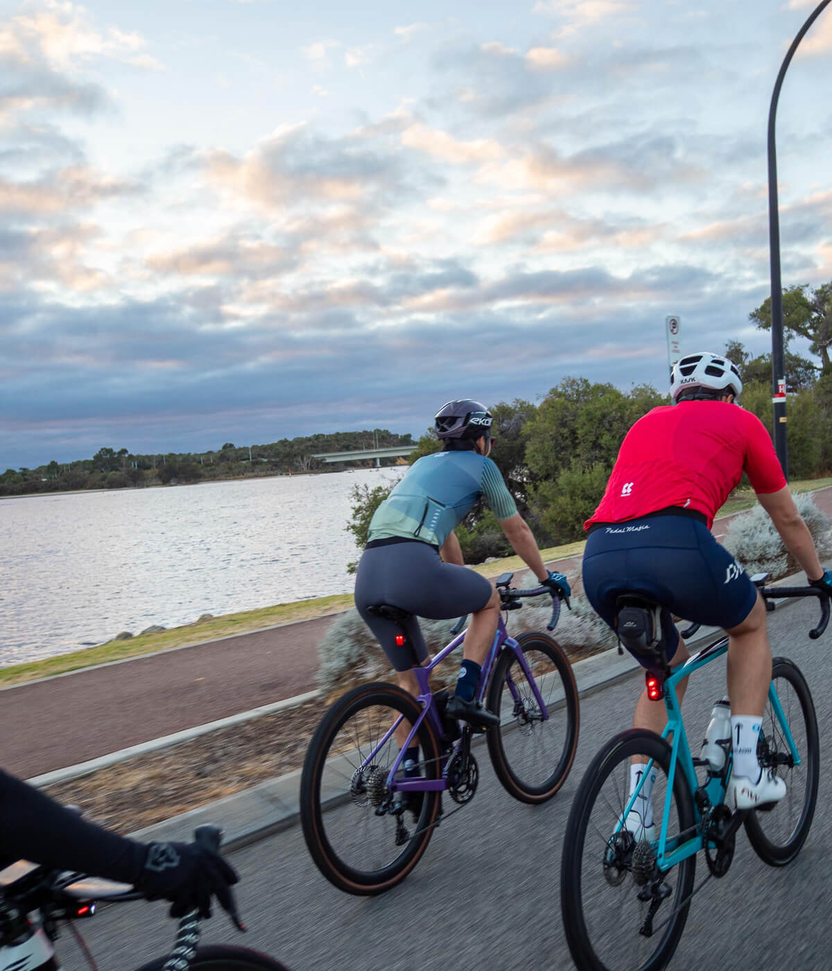 ROCKBROS running crew members posing together after a group marathon training session.