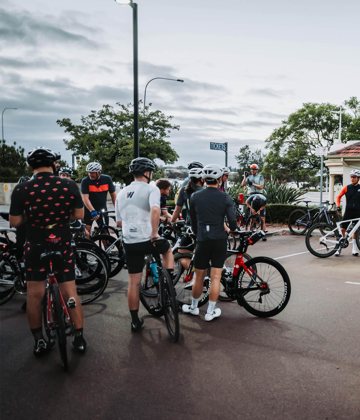 ROCKBROS running crew members posing together after a group marathon training session.
